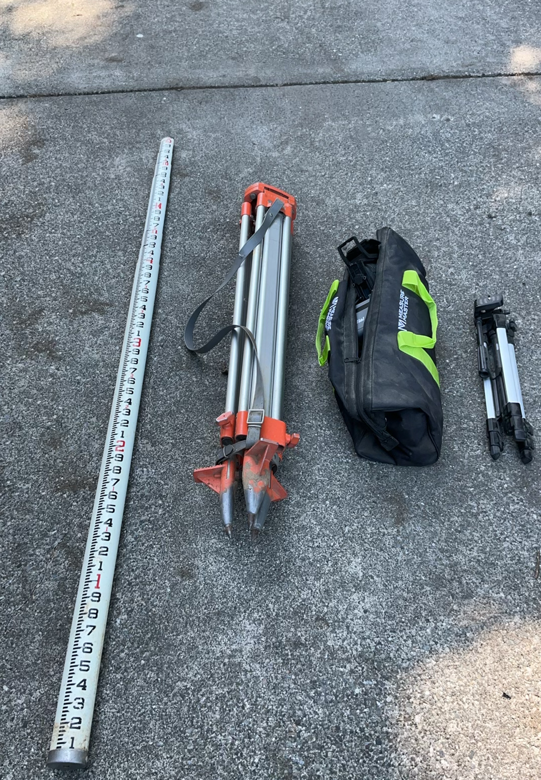 Surveyor Equipment inc: Deitzgen Unisute Level, Laser Levels, Tripods, Measuring Rod, and Carrying Bag - image 1 of 8