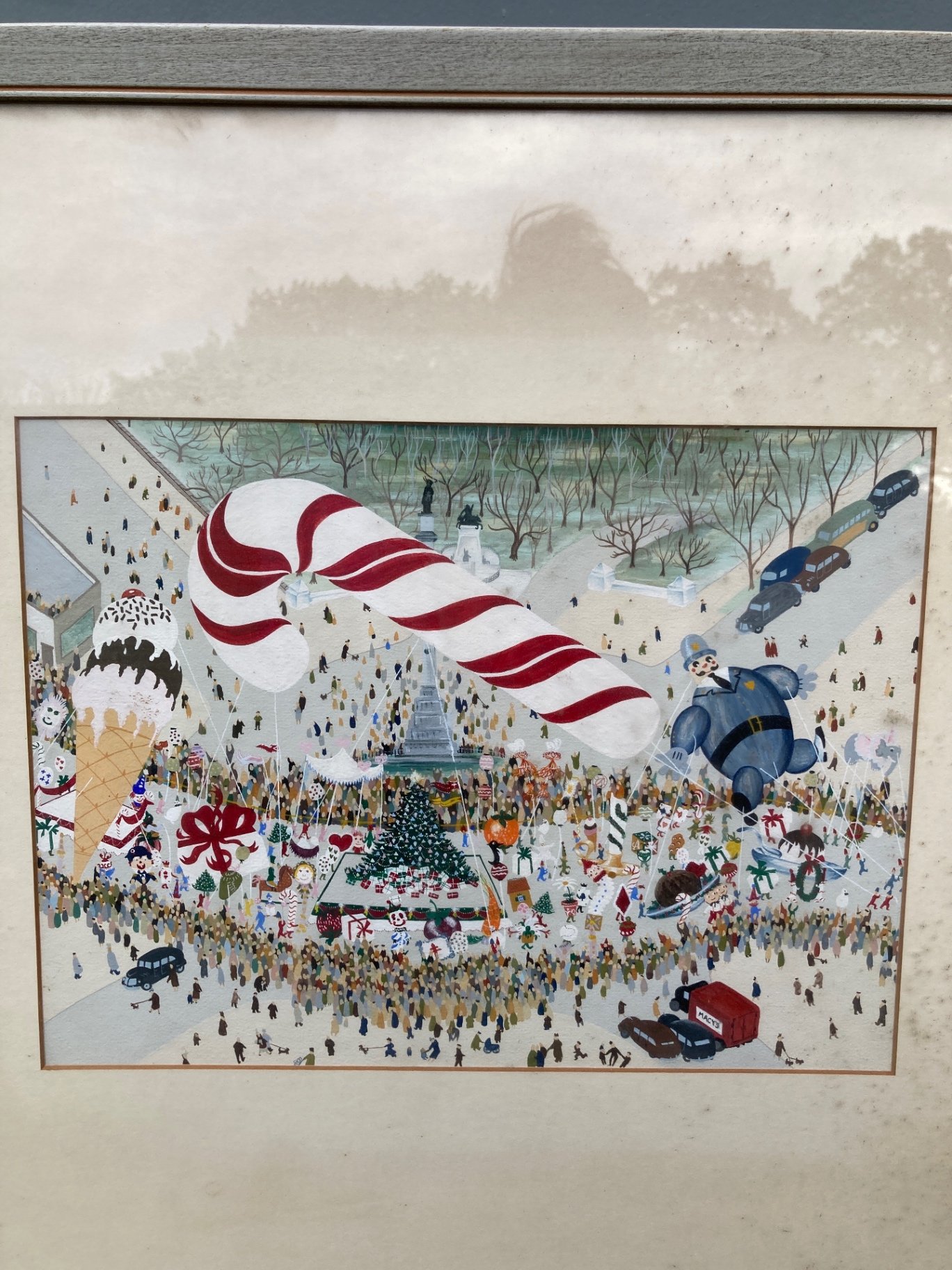 Framed Macy's holiday parade illustration with candy cane arch - image 2 of 5