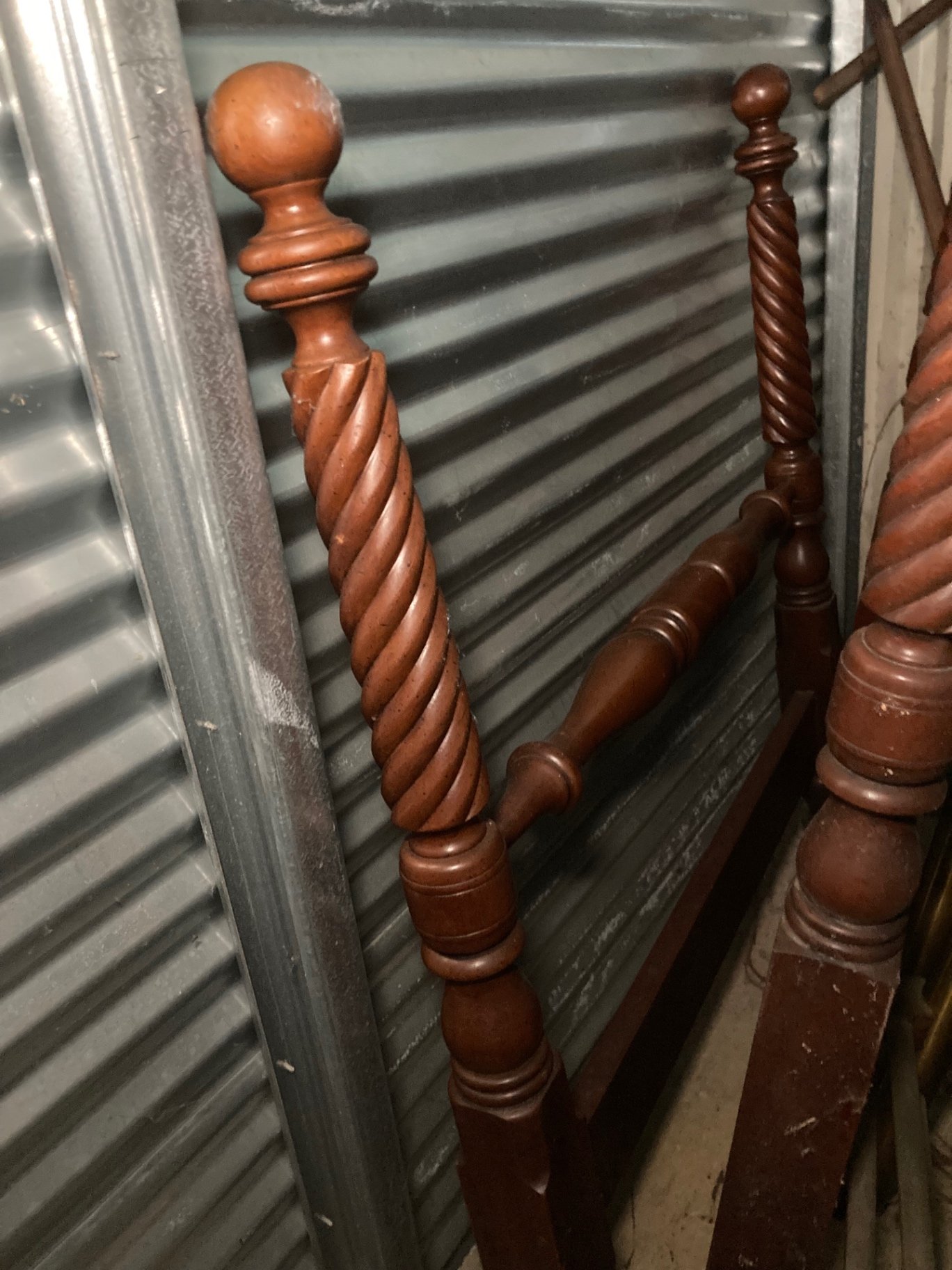 Antique mahogany bed frame with twisted posts - image 6 of 9