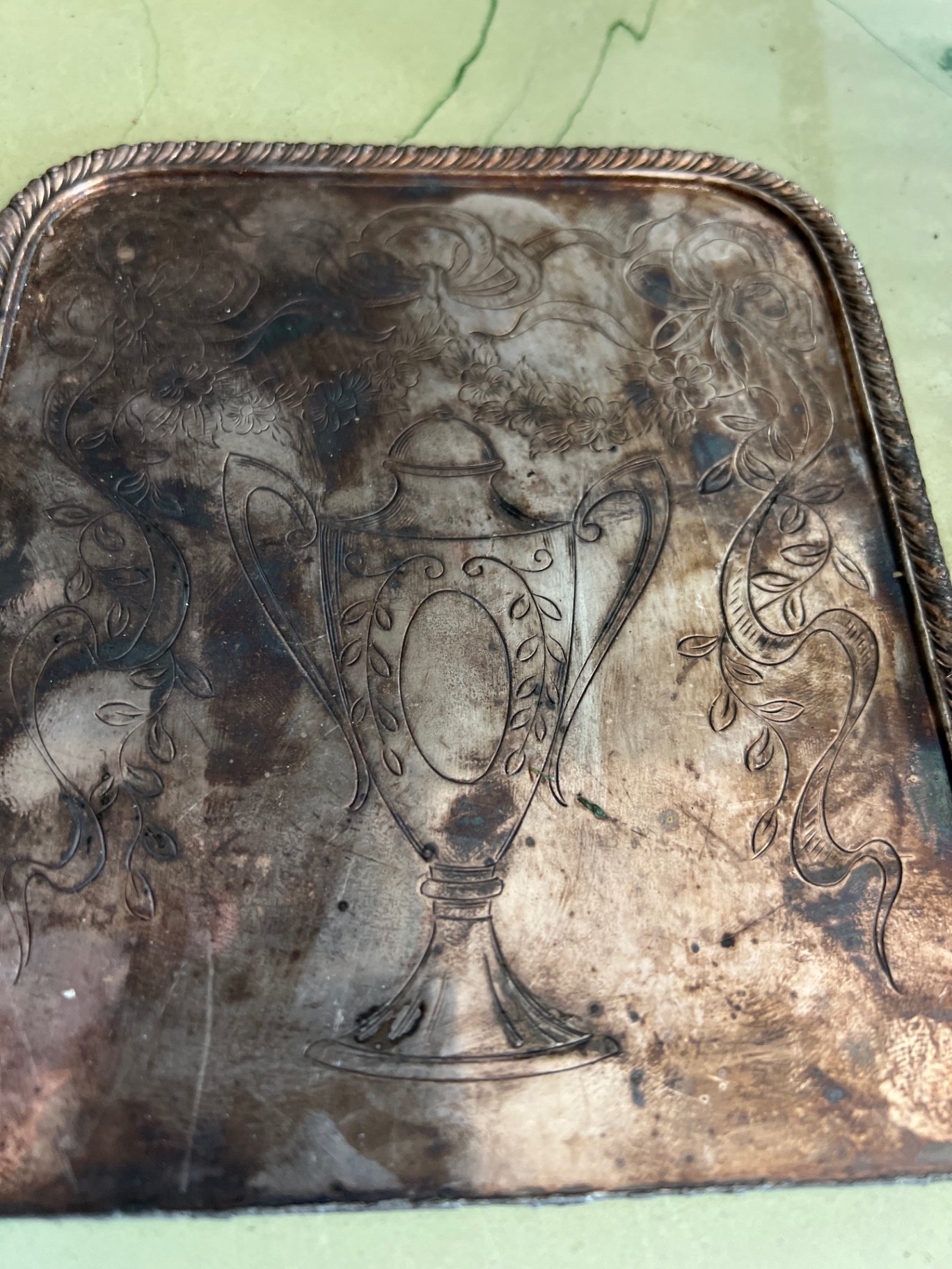 Engraved silver-plate bookends parts with floral motifs - image 6 of 9
