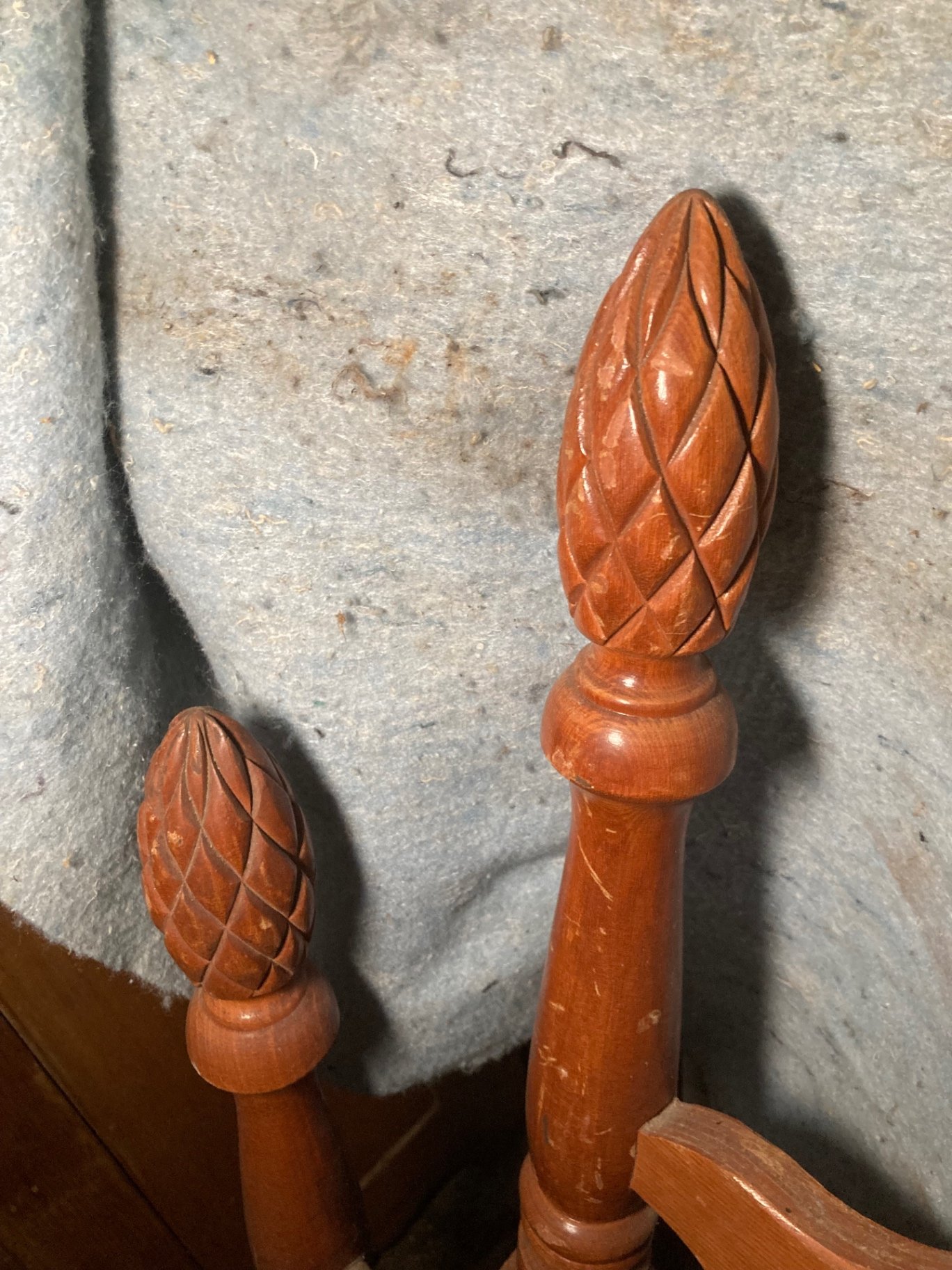 Wooden bed frame with turned posts and finials - image 2 of 3