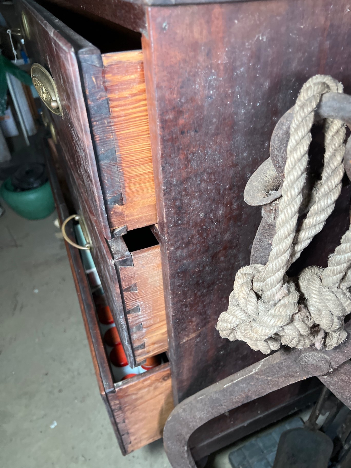 Antique wooden dresser with brass hardware - image 2 of 6