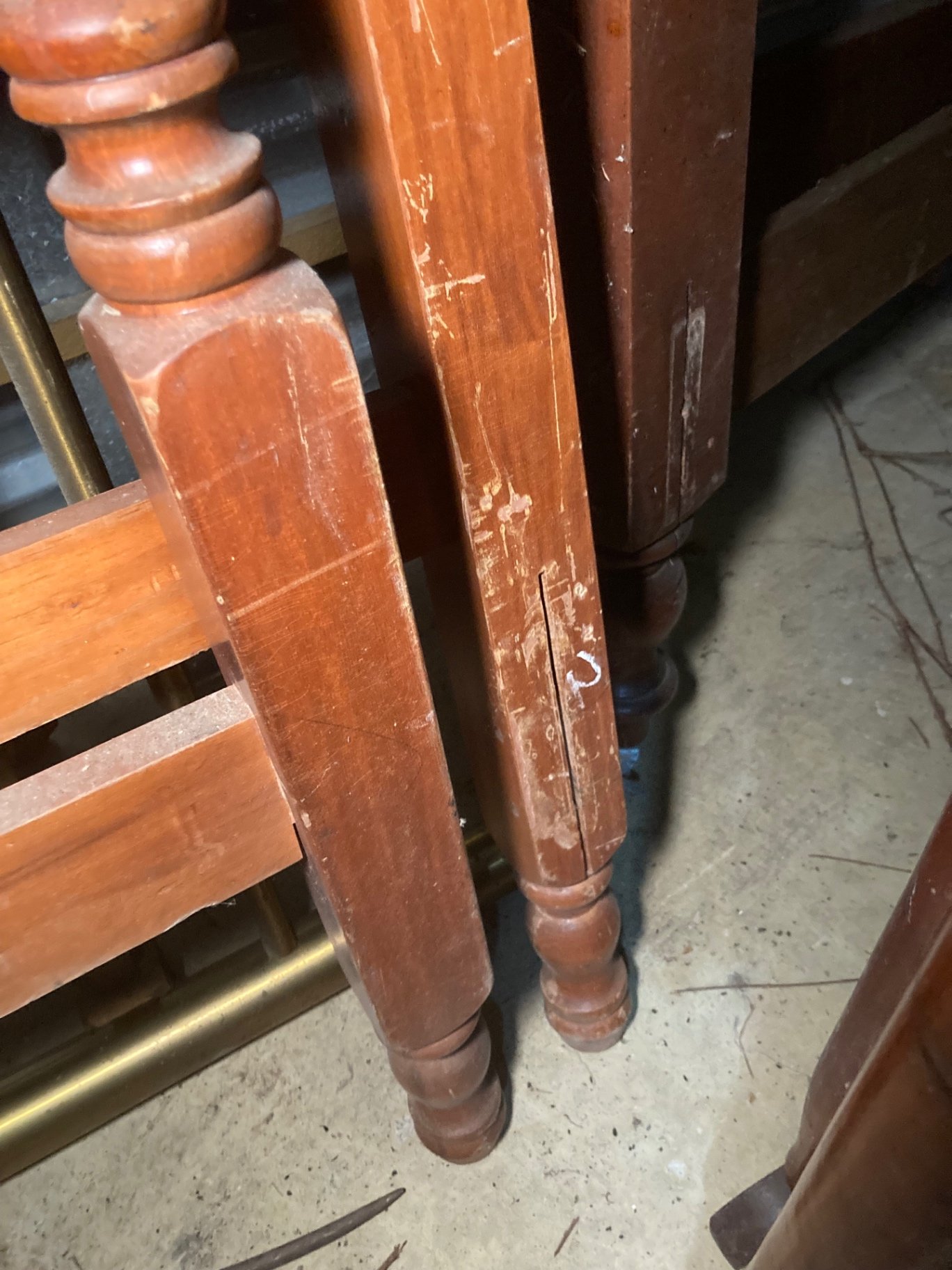 Wooden bed frame with turned posts and finials - image 1 of 3