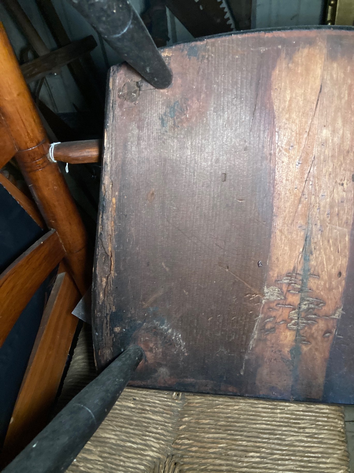 Vintage wooden chairs with caned seats and a rocking chair - image 2 of 7