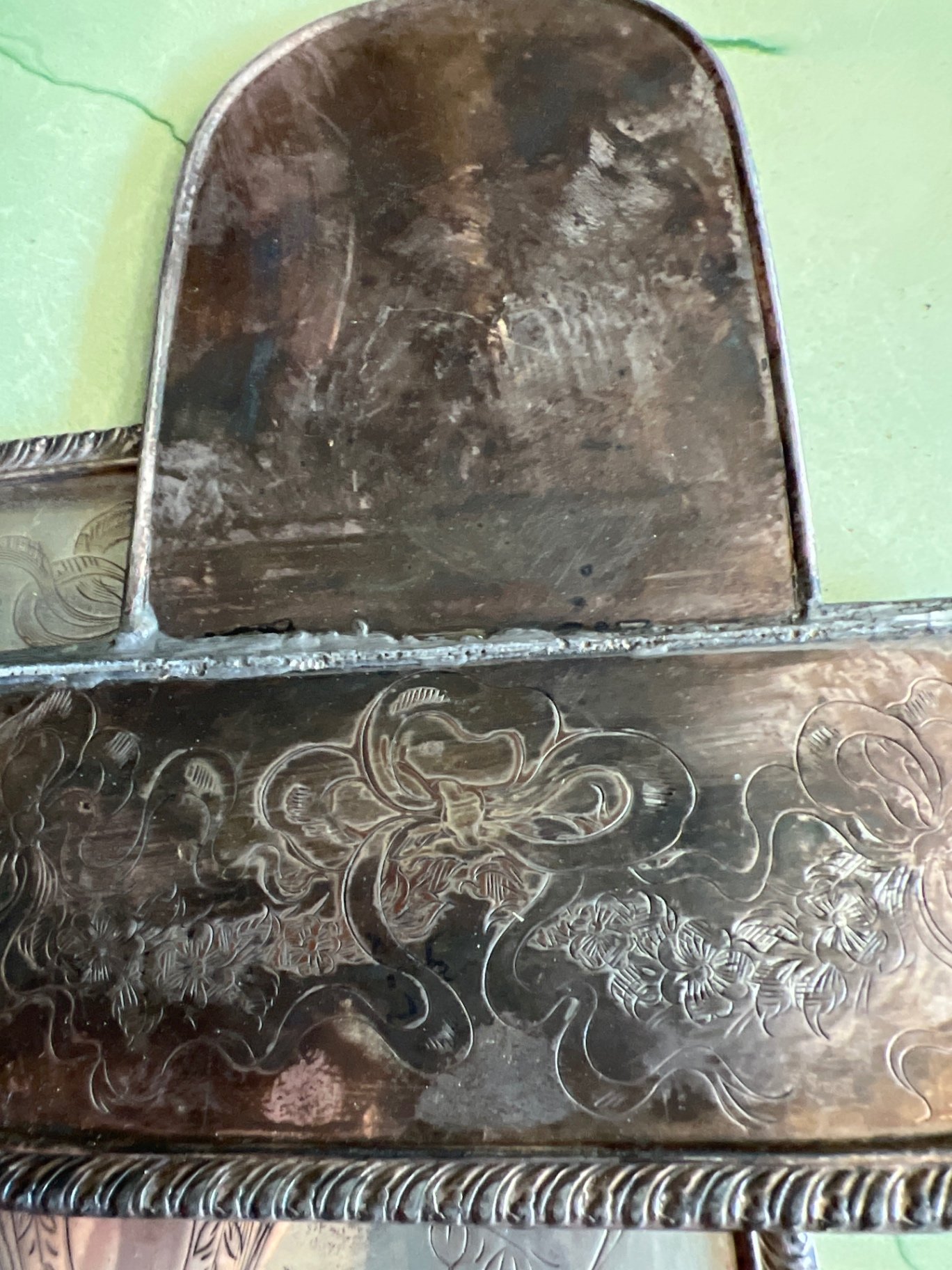 Engraved silver-plate bookends parts with floral motifs - image 5 of 9