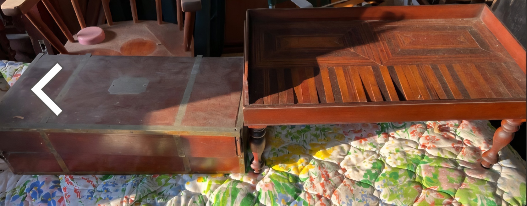 Vintage wooden storage box with compartments - image 1 of 7