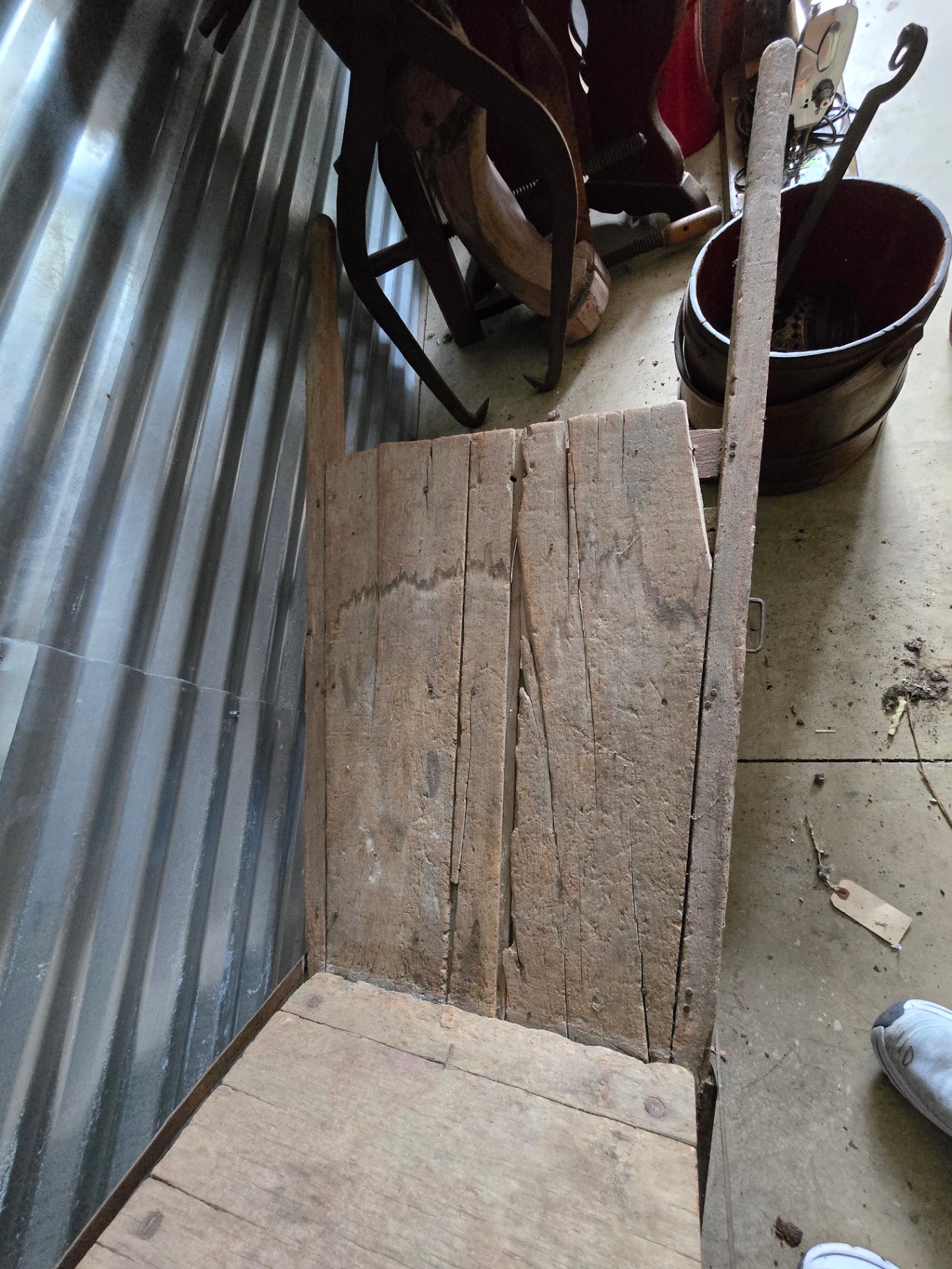 Antique wooden wheel barrow - image 5 of 14