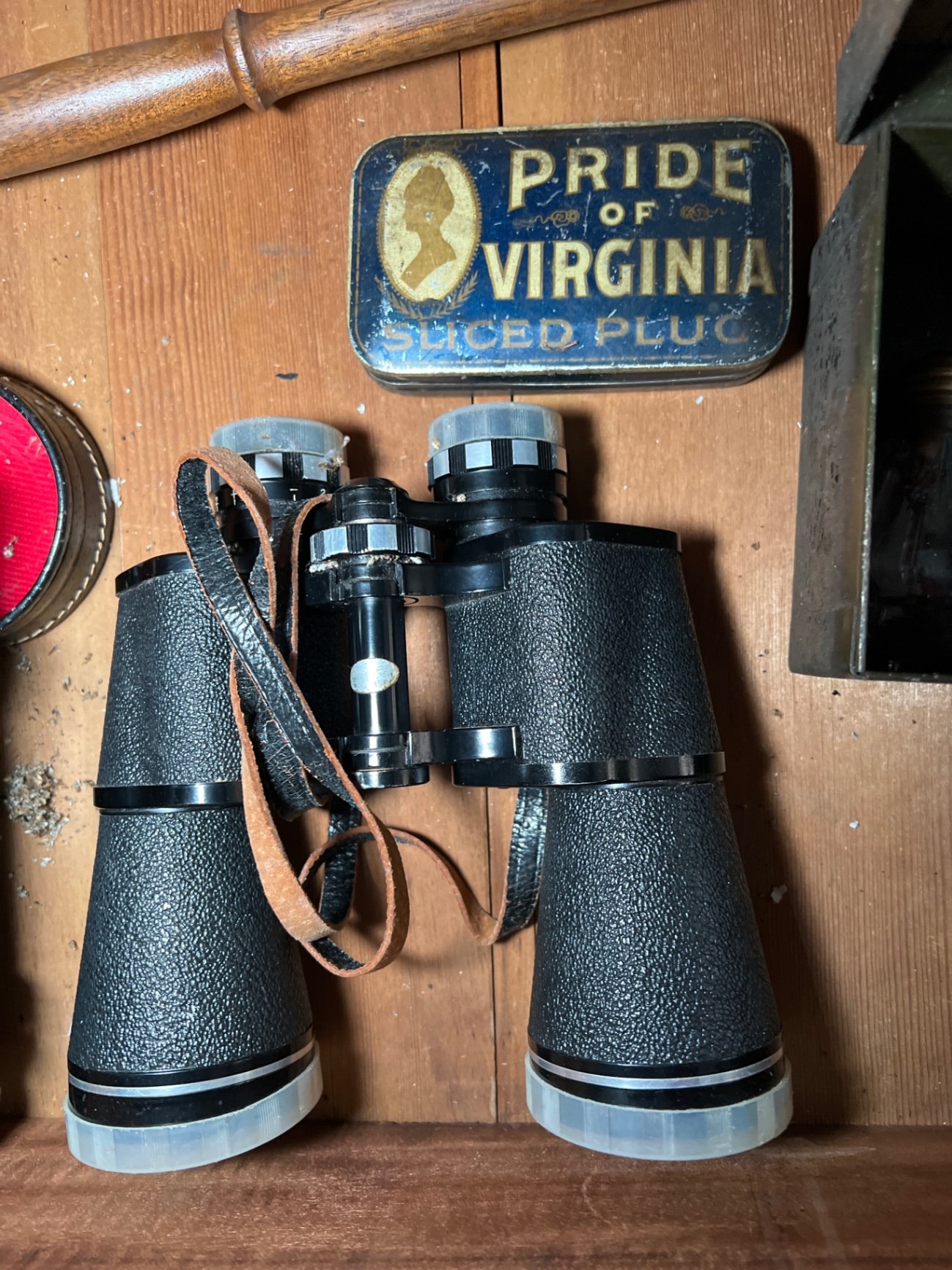 Vintage binoculars, fuse boxes, tobacco tin, and first-aid kit collection - image 3 of 9