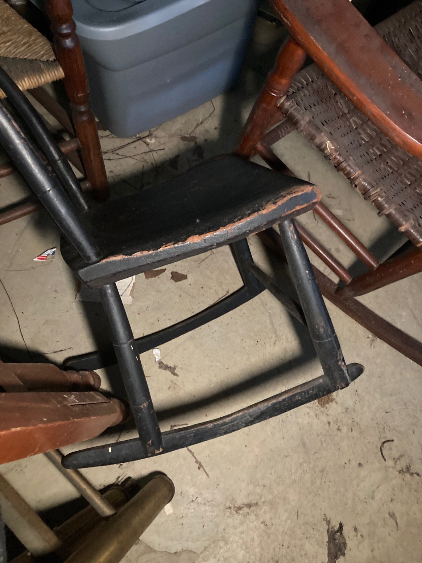 Vintage wooden chairs with caned seats and a rocking chair - image 5 of 7