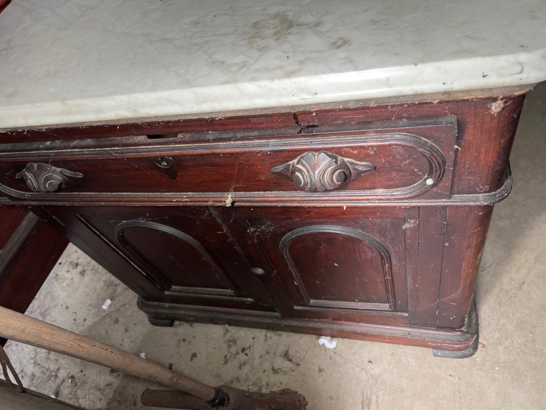 Antique wooden cabinet with marble top - image 1 of 9