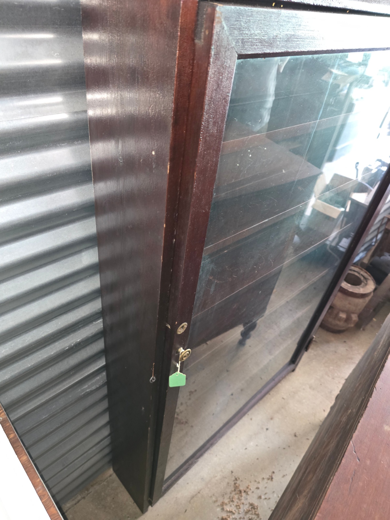 Wooden glass-front display cabinet with shelves - image 14 of 28