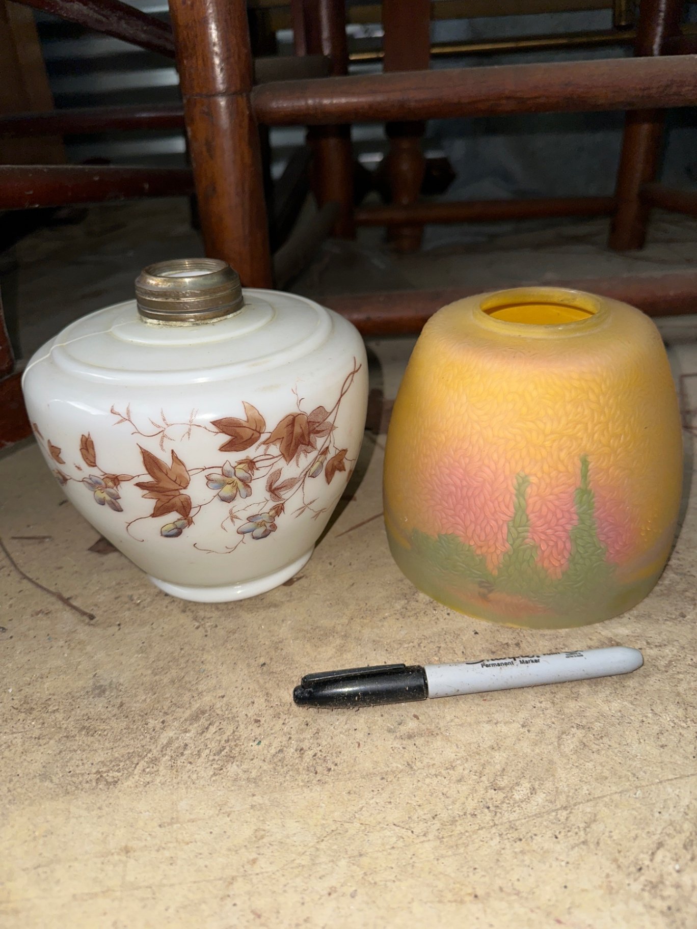 Vintage glass oil lamps, shades, more  - image 6 of 6