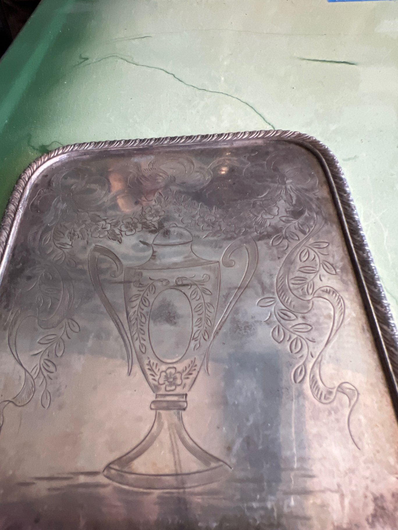 Engraved silver-plate bookends parts with floral motifs - image 3 of 9