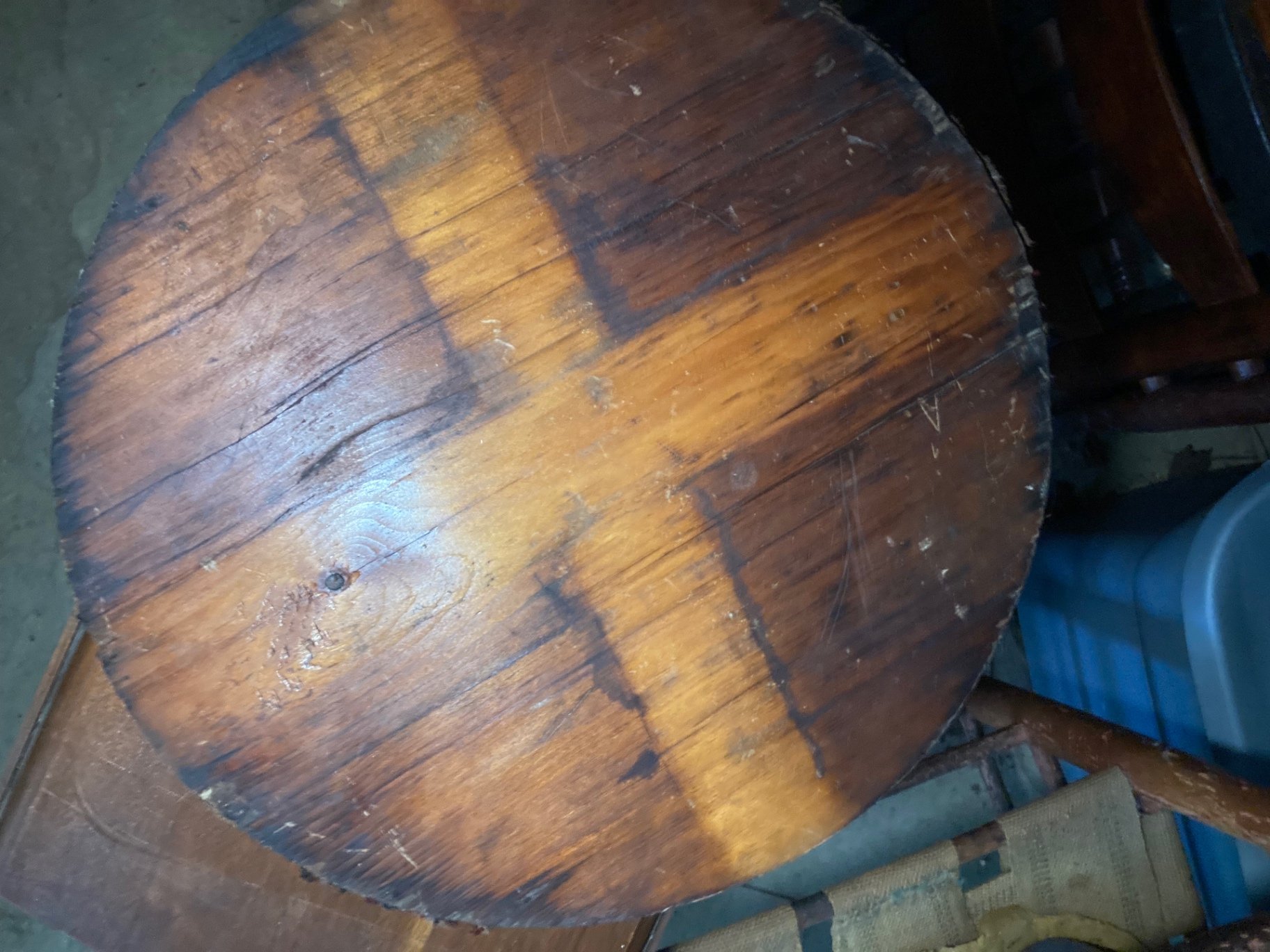 Round pedestal table, wicker barrel hamper, and circular justice-themed rug - image 13 of 14