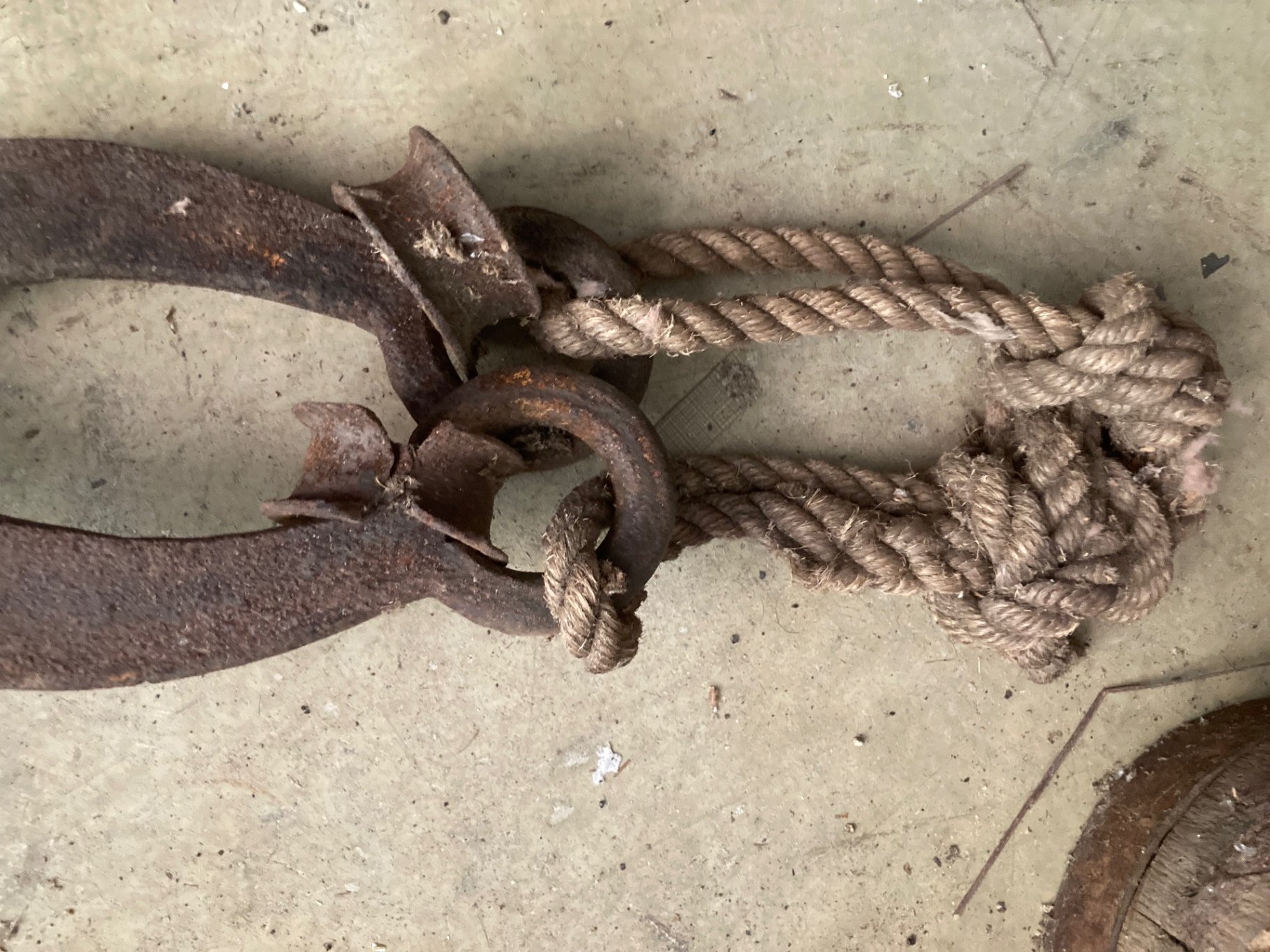 Antique fireplace tools and iron hardware with wooden container - image 8 of 10