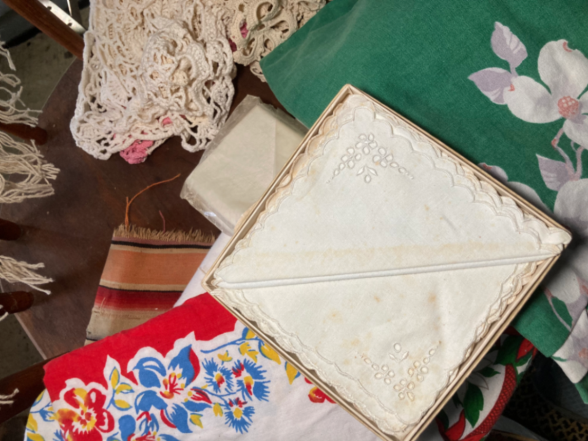 Assorted vintage textiles and crocheted items - image 1 of 12