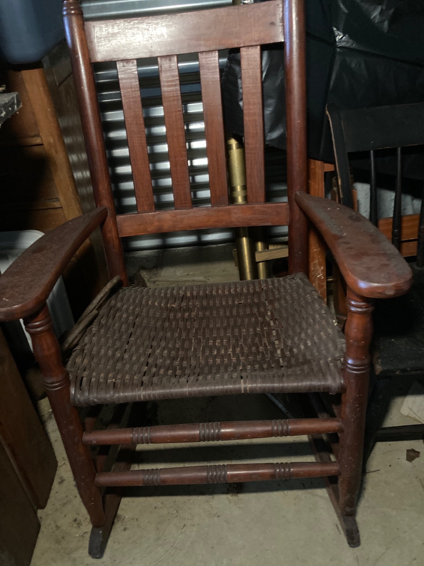 Vintage wooden chairs with caned seats and a rocking chair - image 4 of 7