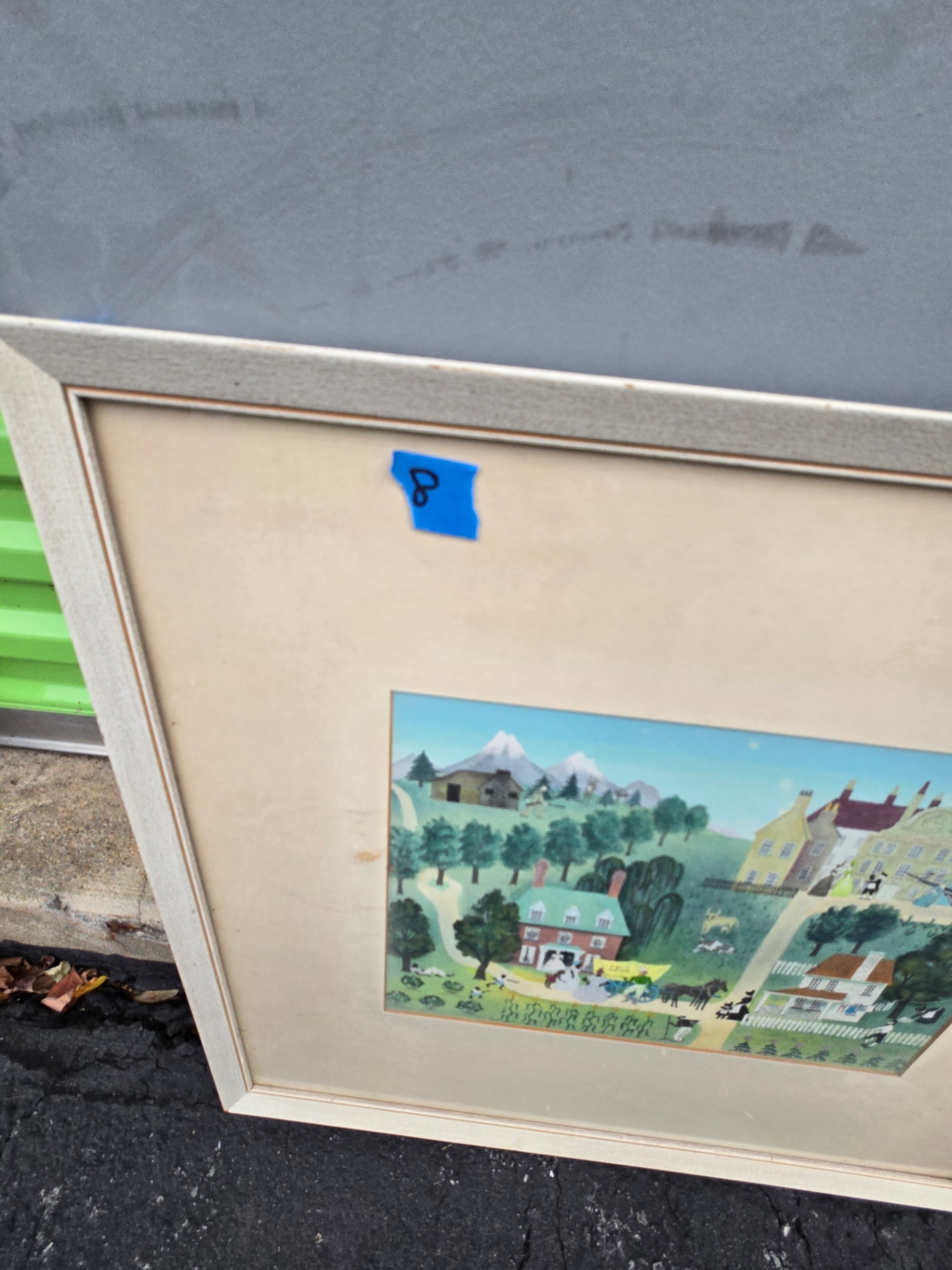 Framed color print of village and harbor scene - image 4 of 8
