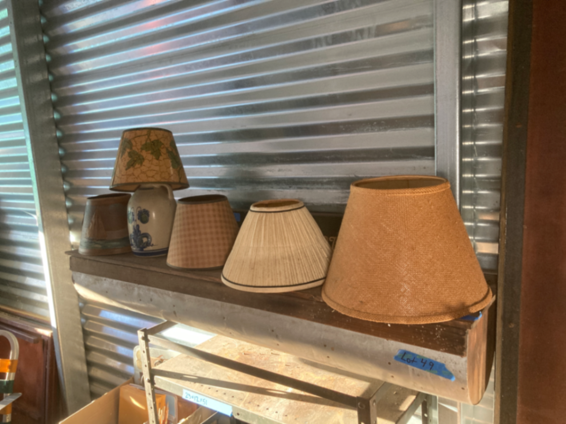 Assorted lamp shades and ceramic lamp base - image 1 of 7