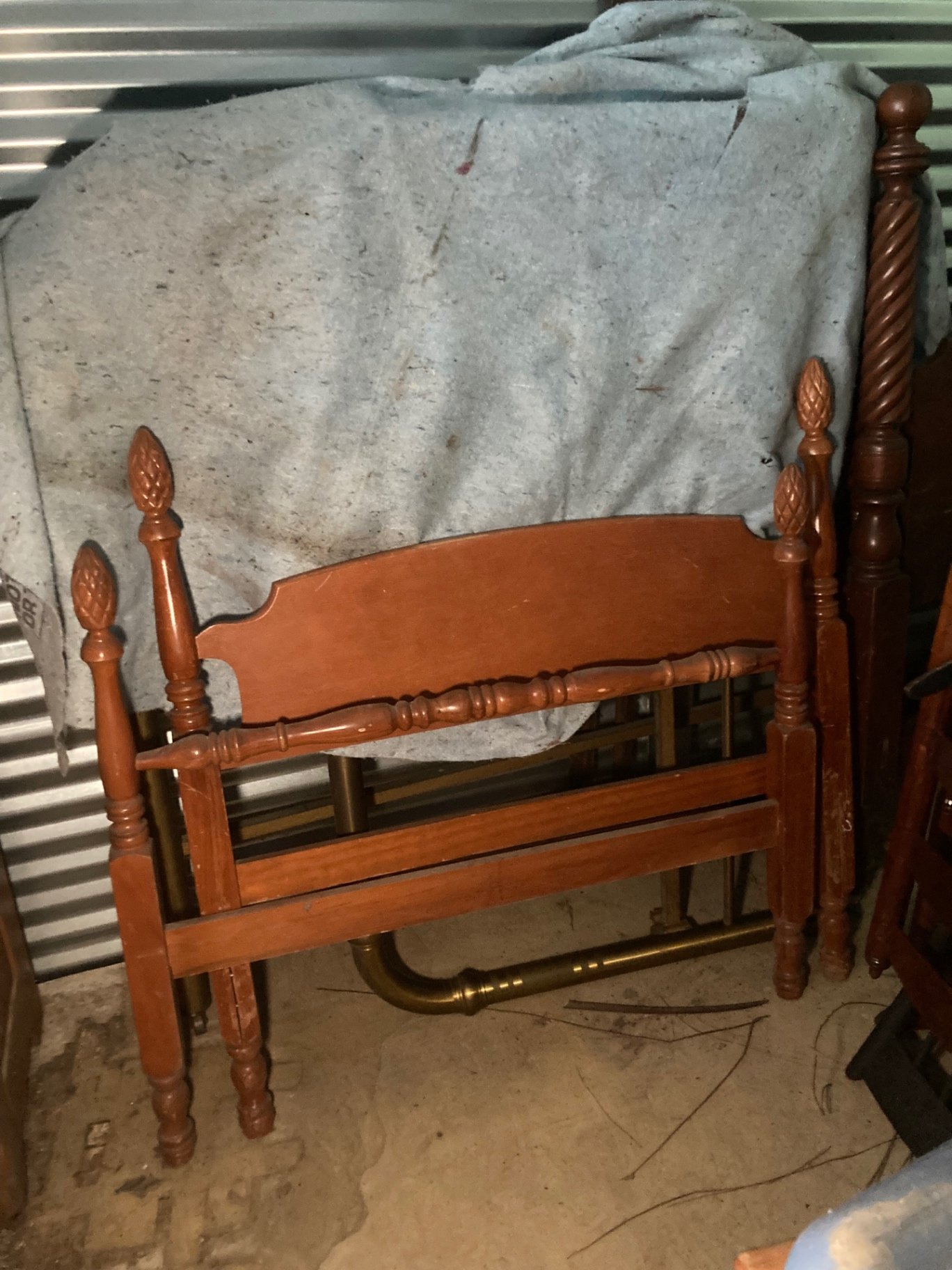 Wooden bed frame with turned posts and finials - image 3 of 3