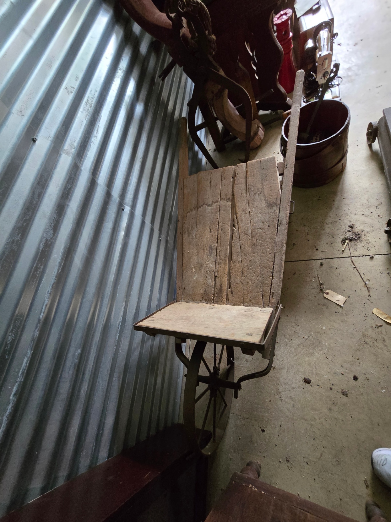 Antique wooden wheel barrow - image 1 of 14
