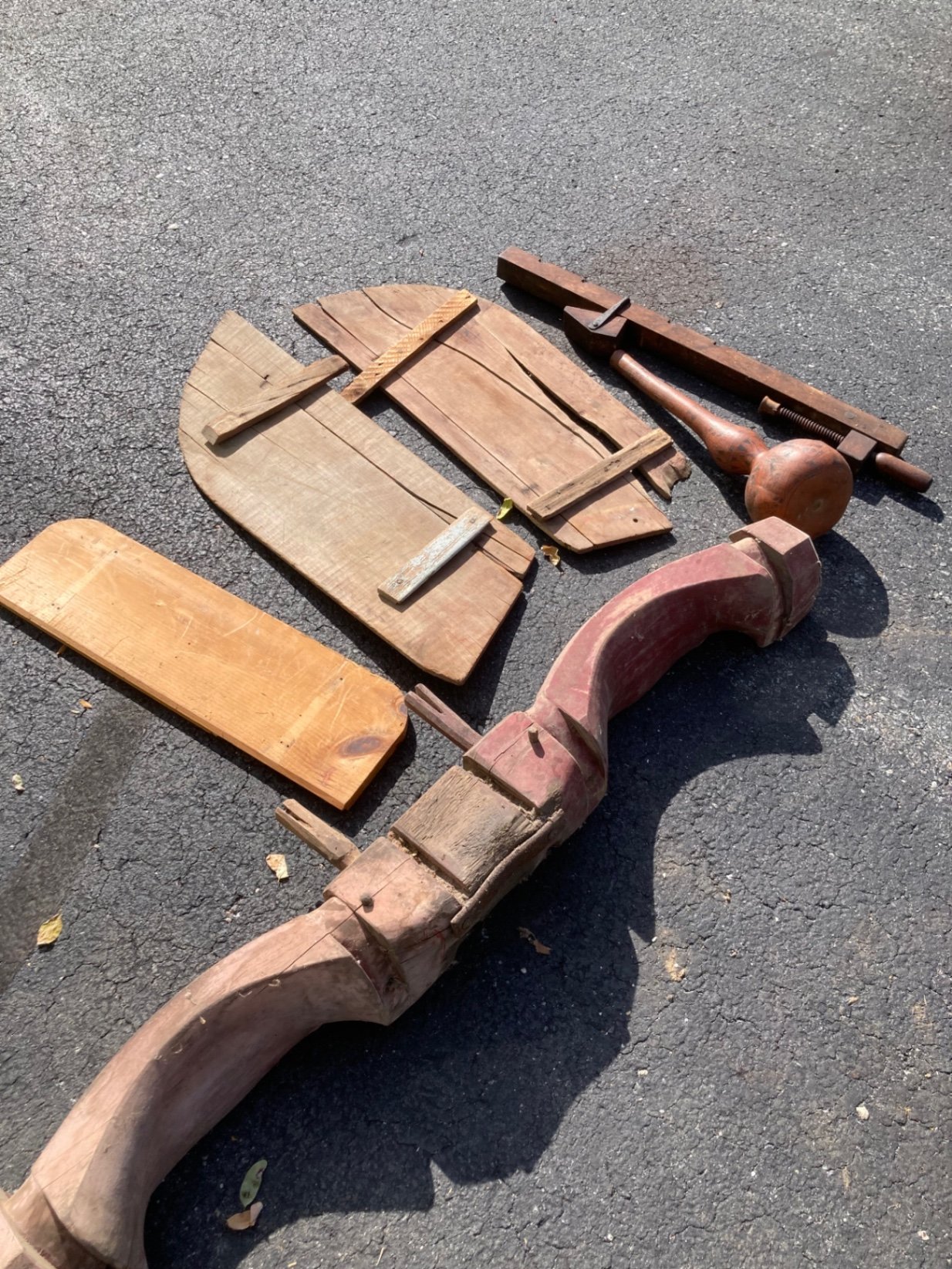 Assorted antique wooden tools and parts - image 1 of 5