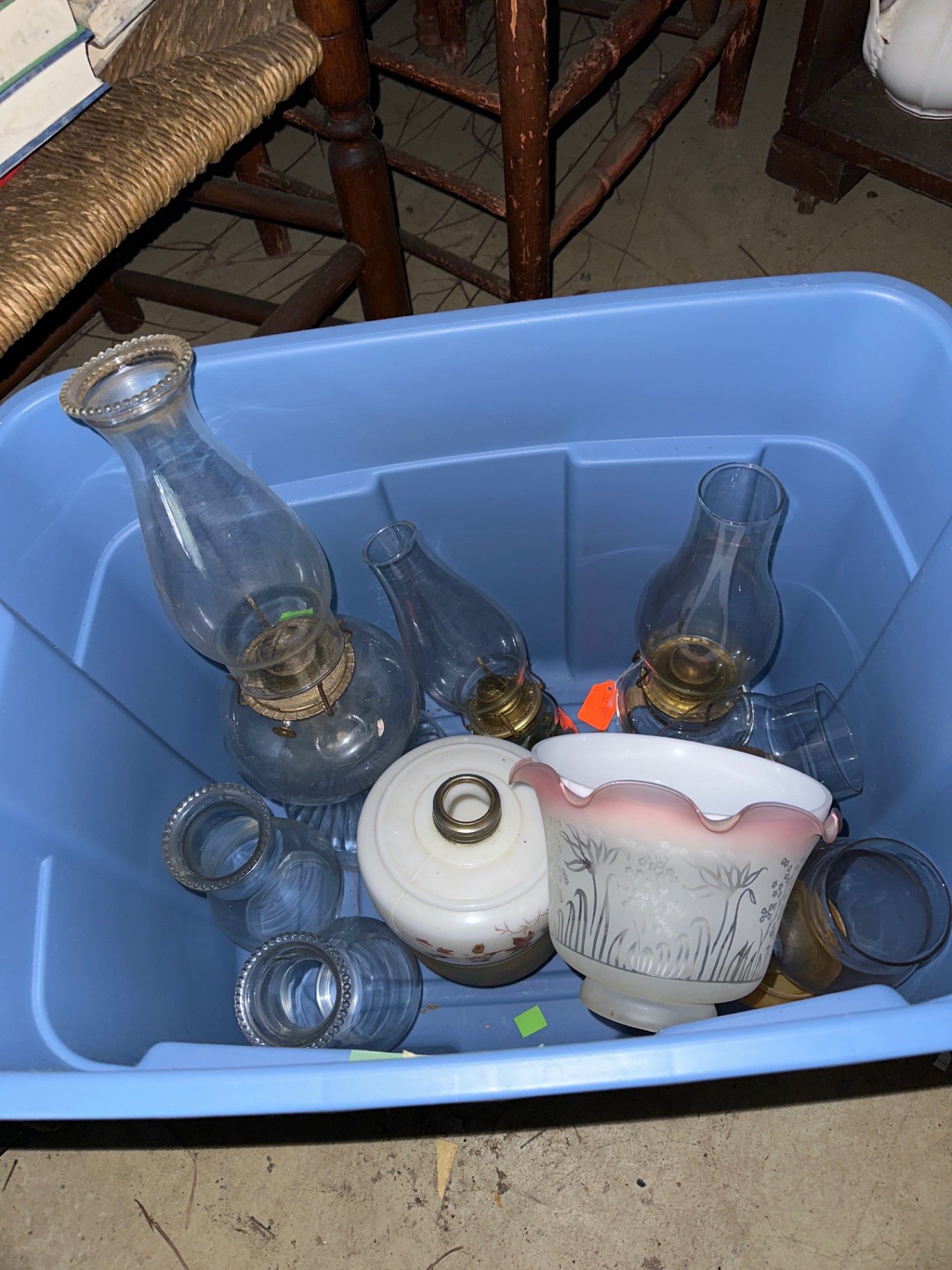 Vintage glass oil lamps, shades, more  - image 1 of 6