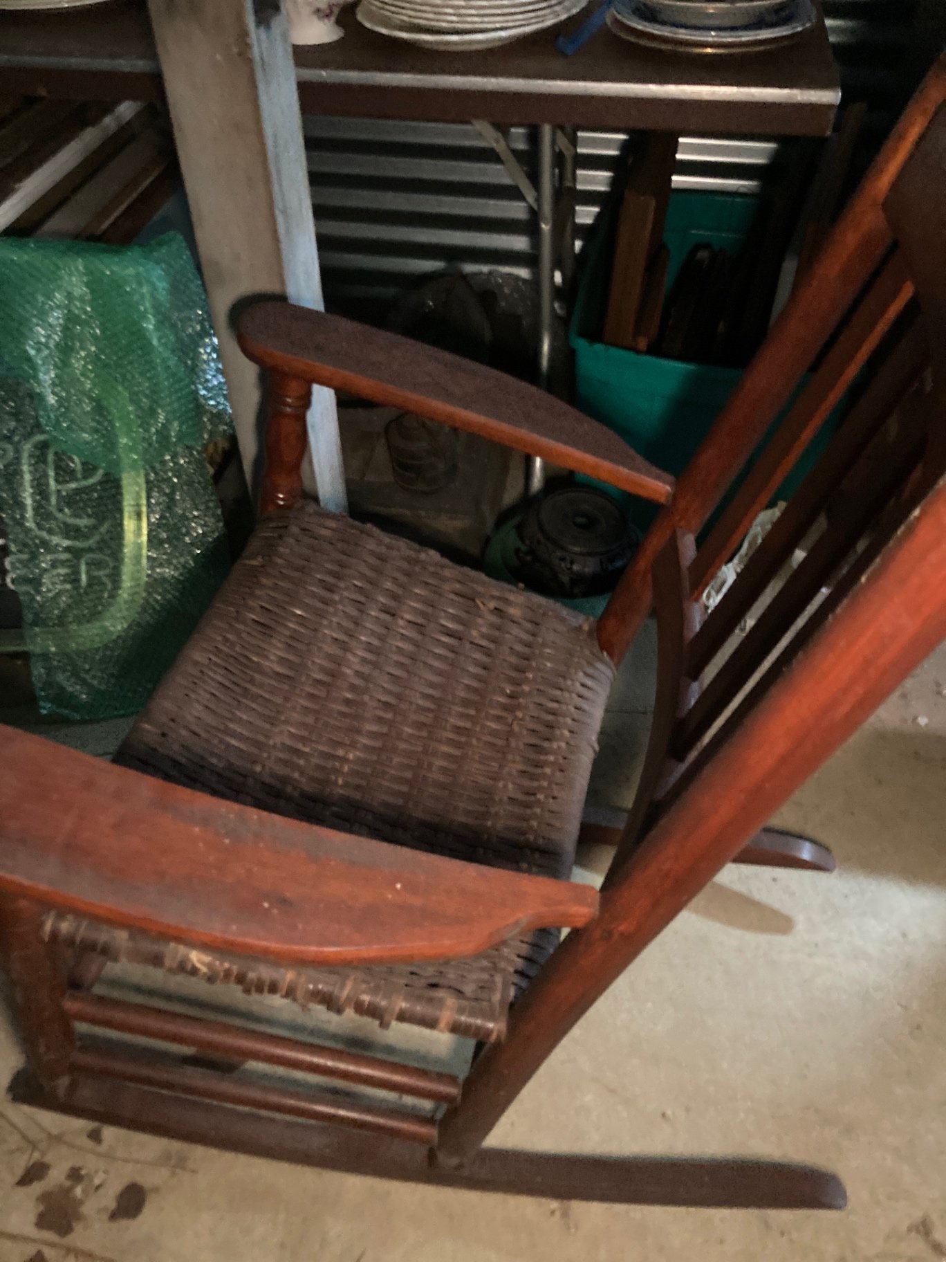 Vintage wooden chairs with caned seats and a rocking chair - image 6 of 7