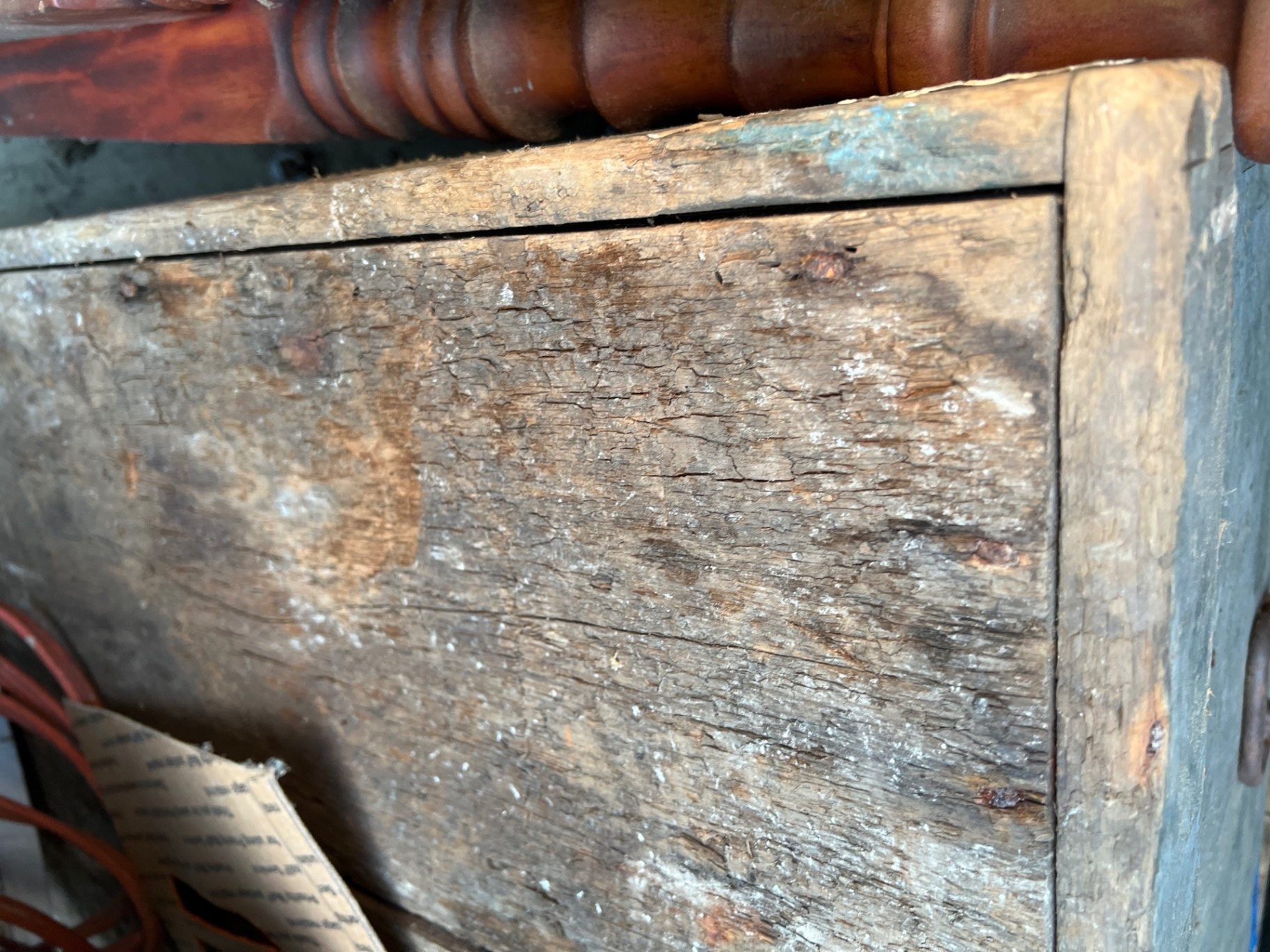 Old wooden tool chest with rusted iron hardware - image 11 of 11