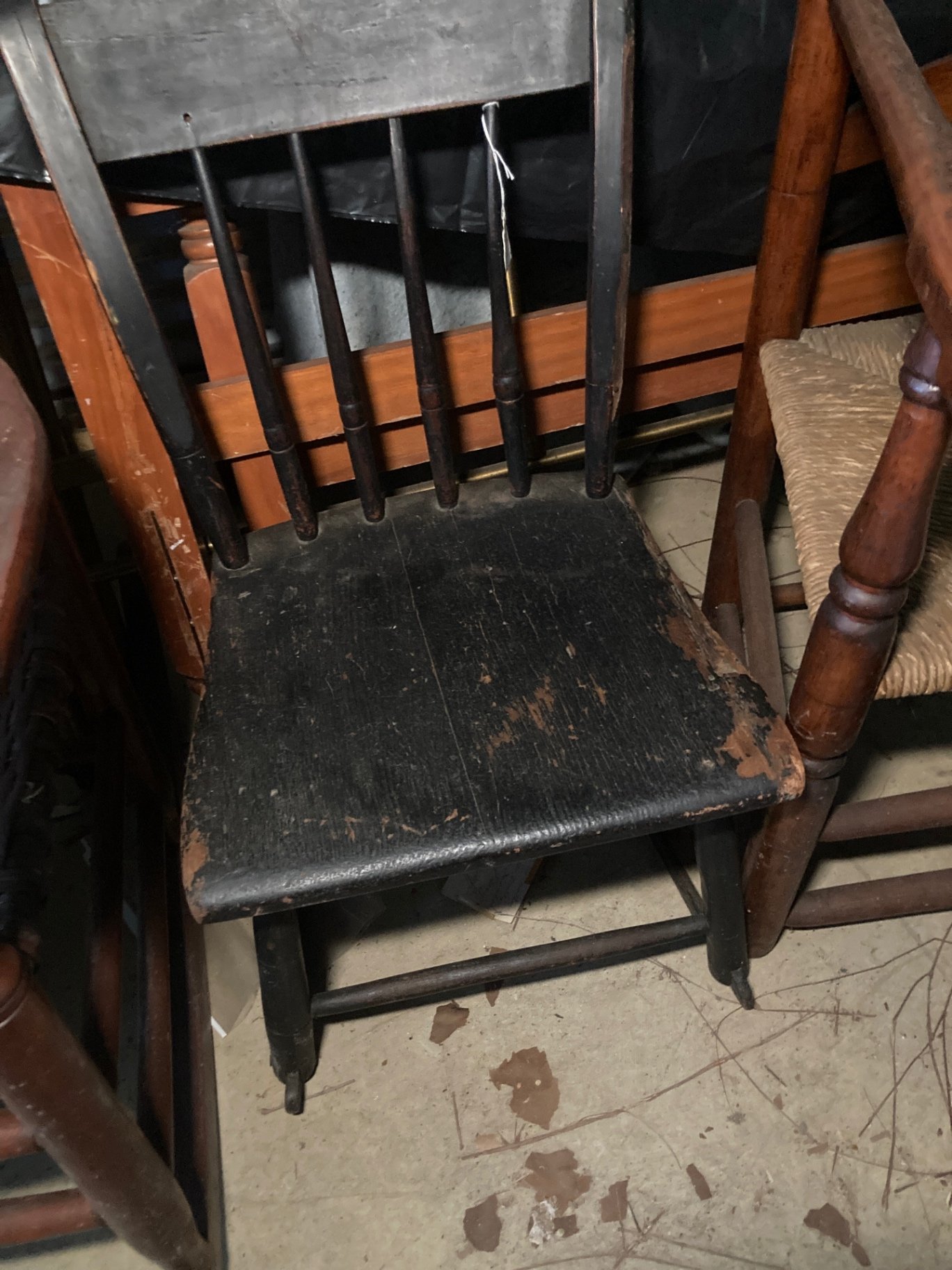 Vintage wooden chairs with caned seats and a rocking chair - image 3 of 7