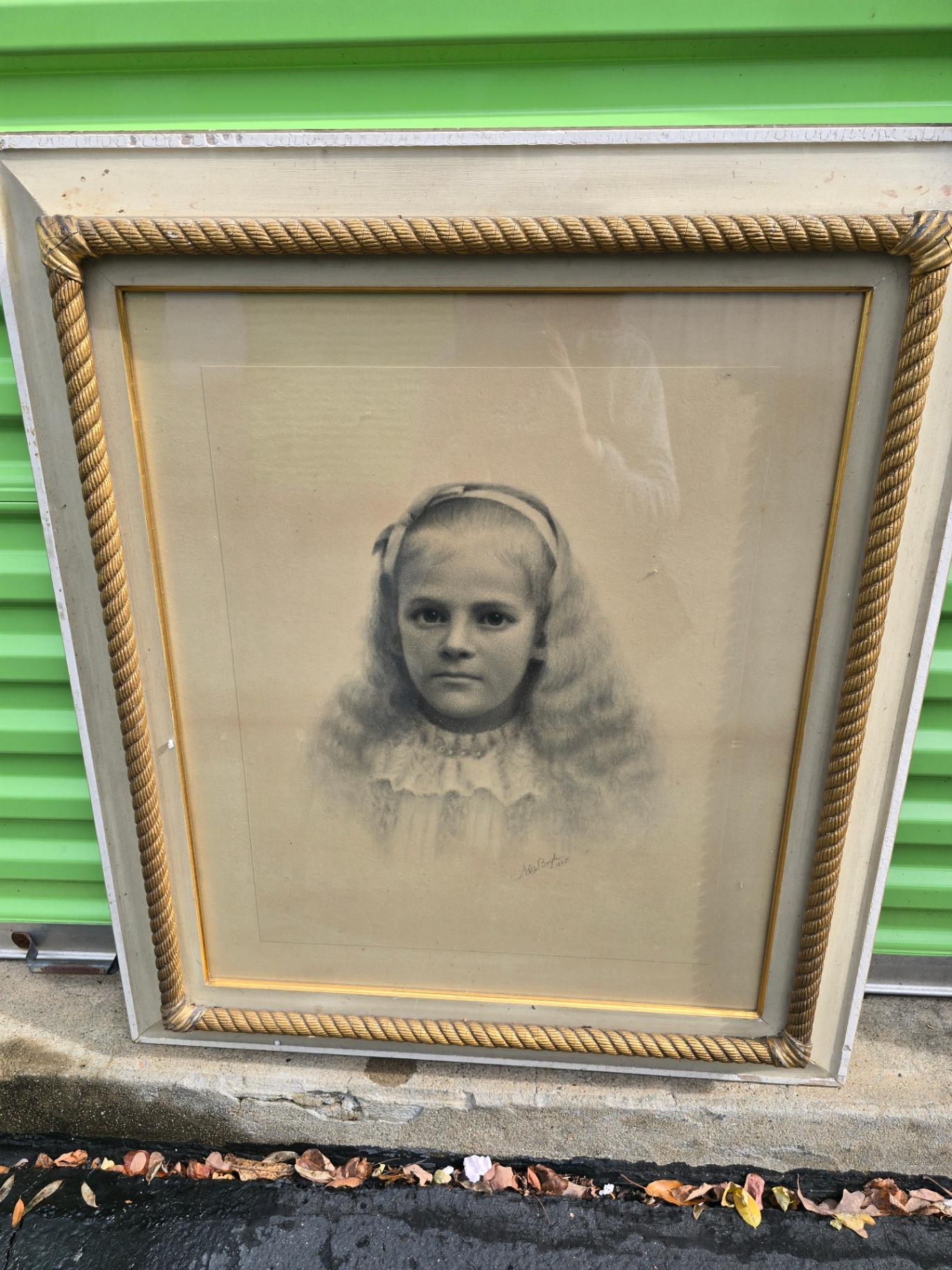 1885 Signed Ornate Rope-Frame Portrait - image 1 of 10