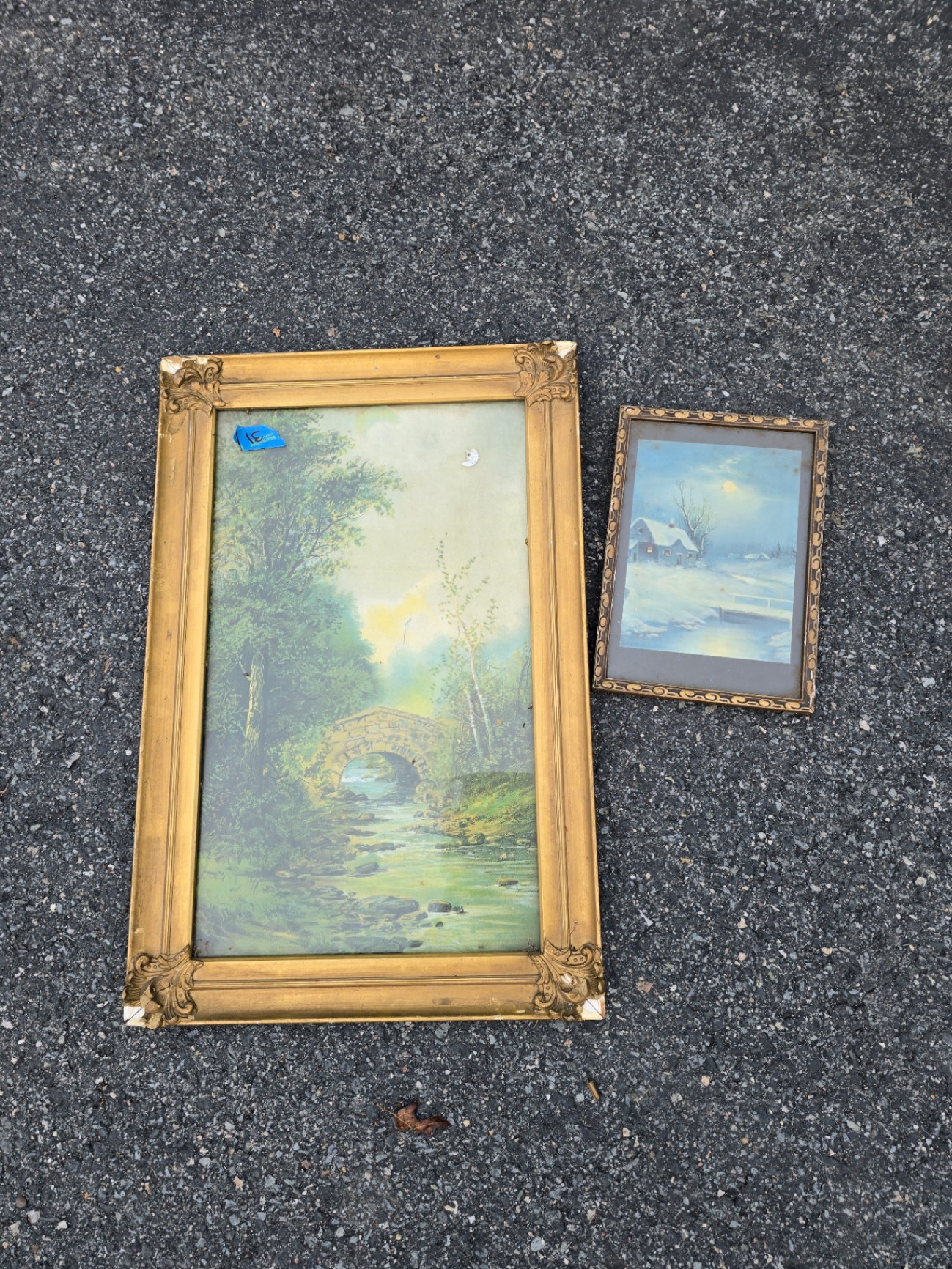 Pair of landscape paintings in ornate gilt frames - image 1 of 16