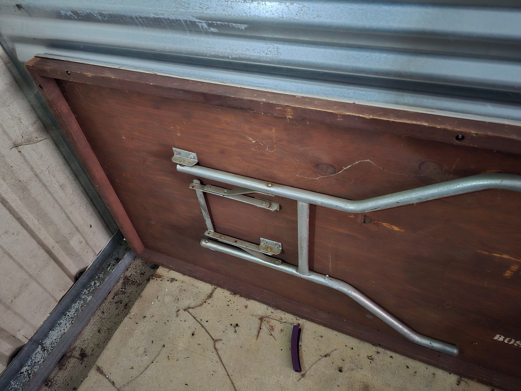 Vintage wooden collapsible banquet table with metal tubing frame - image 6 of 9