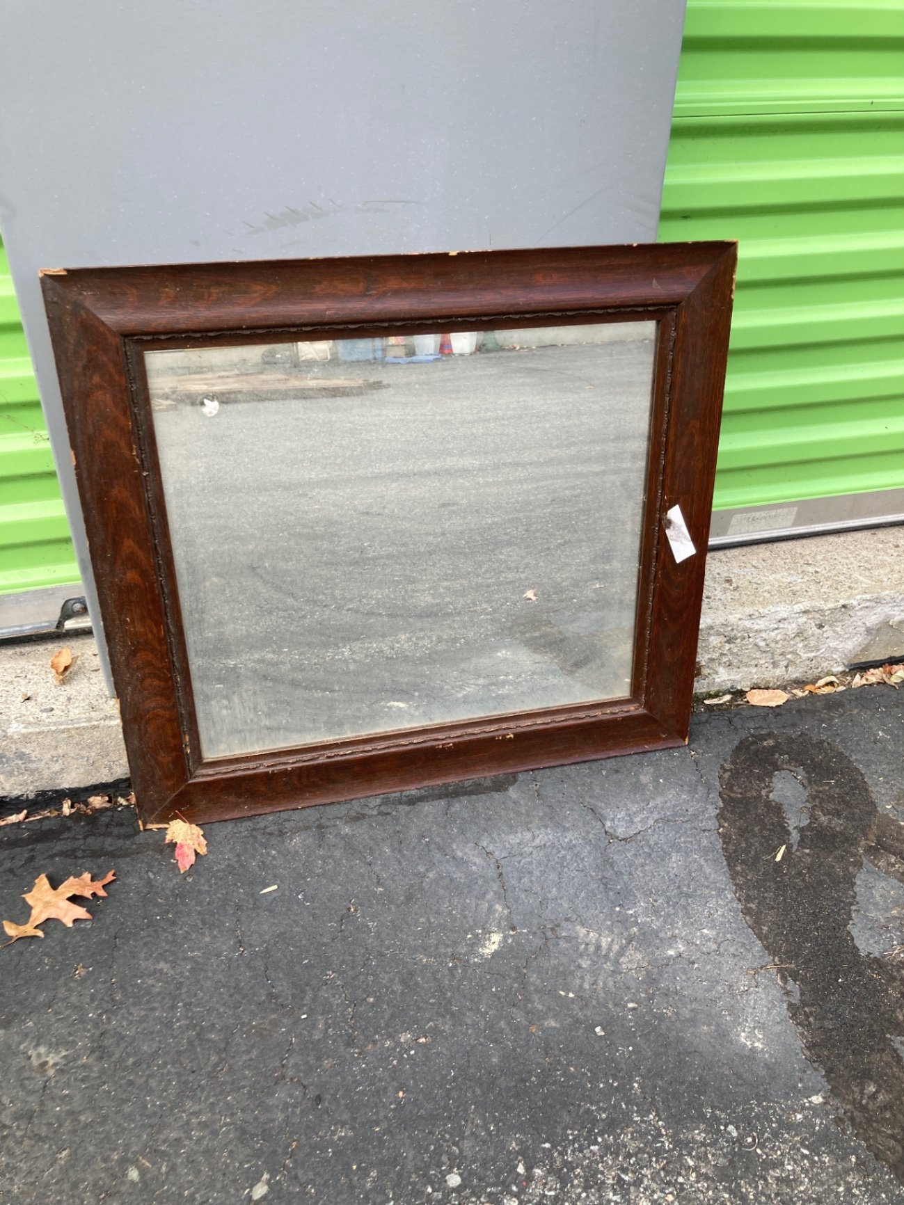 Wood-framed square mirror - image 1 of 6