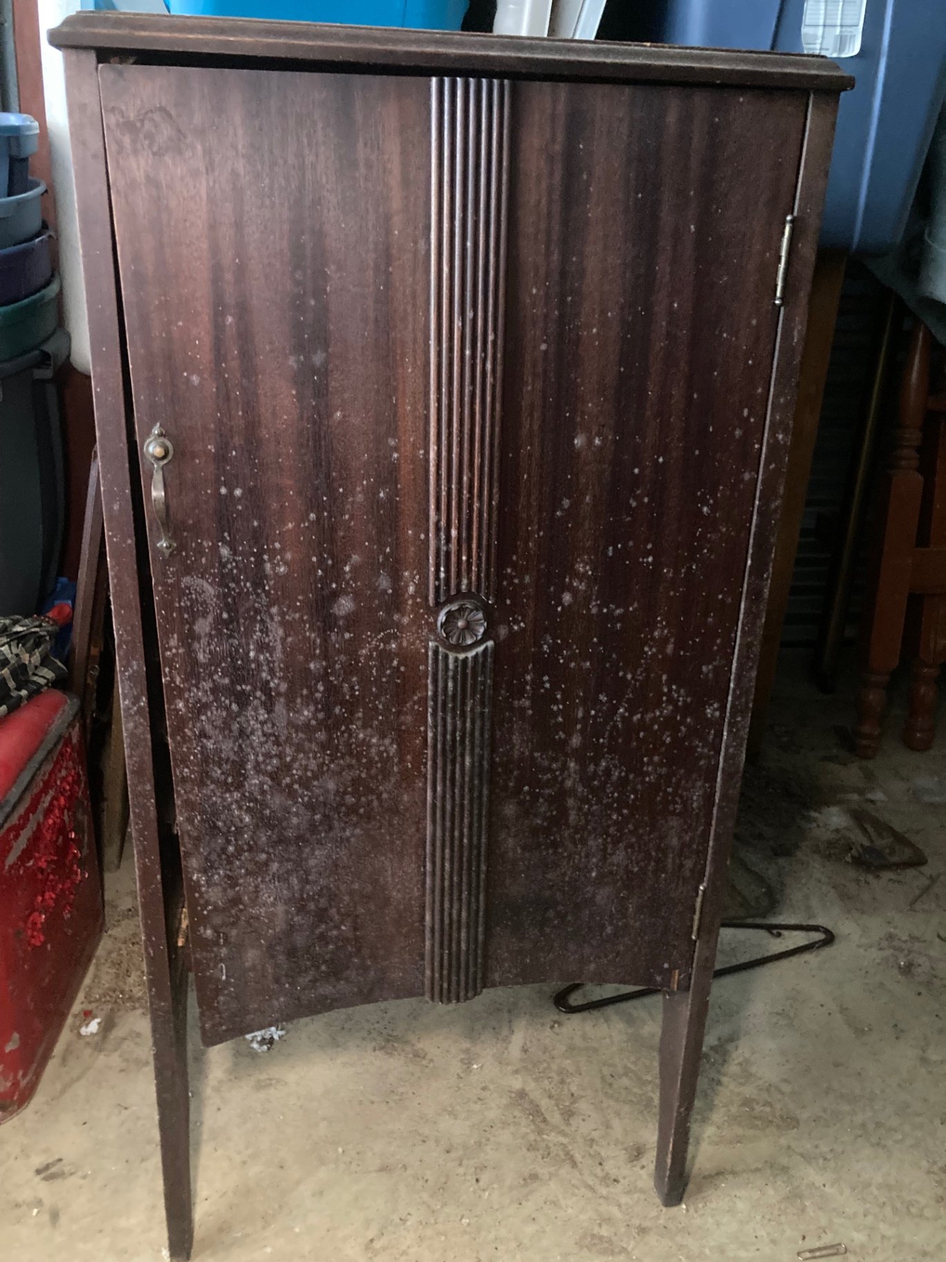 Vintage wooden cabinet with interior shelves - image 1 of 10