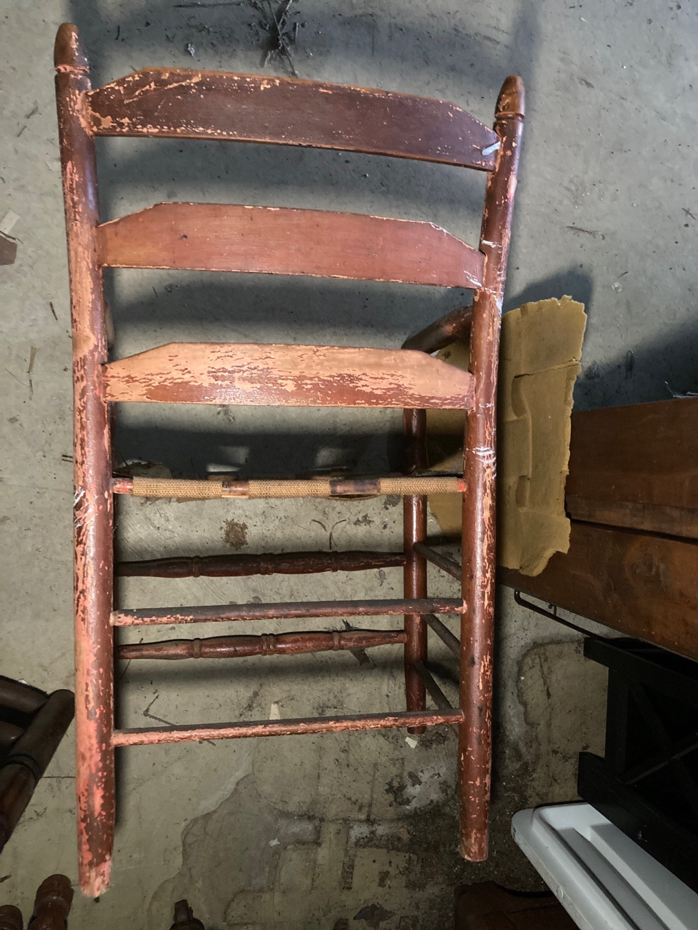Set of vintage wooden ladder-back chairs with woven seats - image 7 of 8