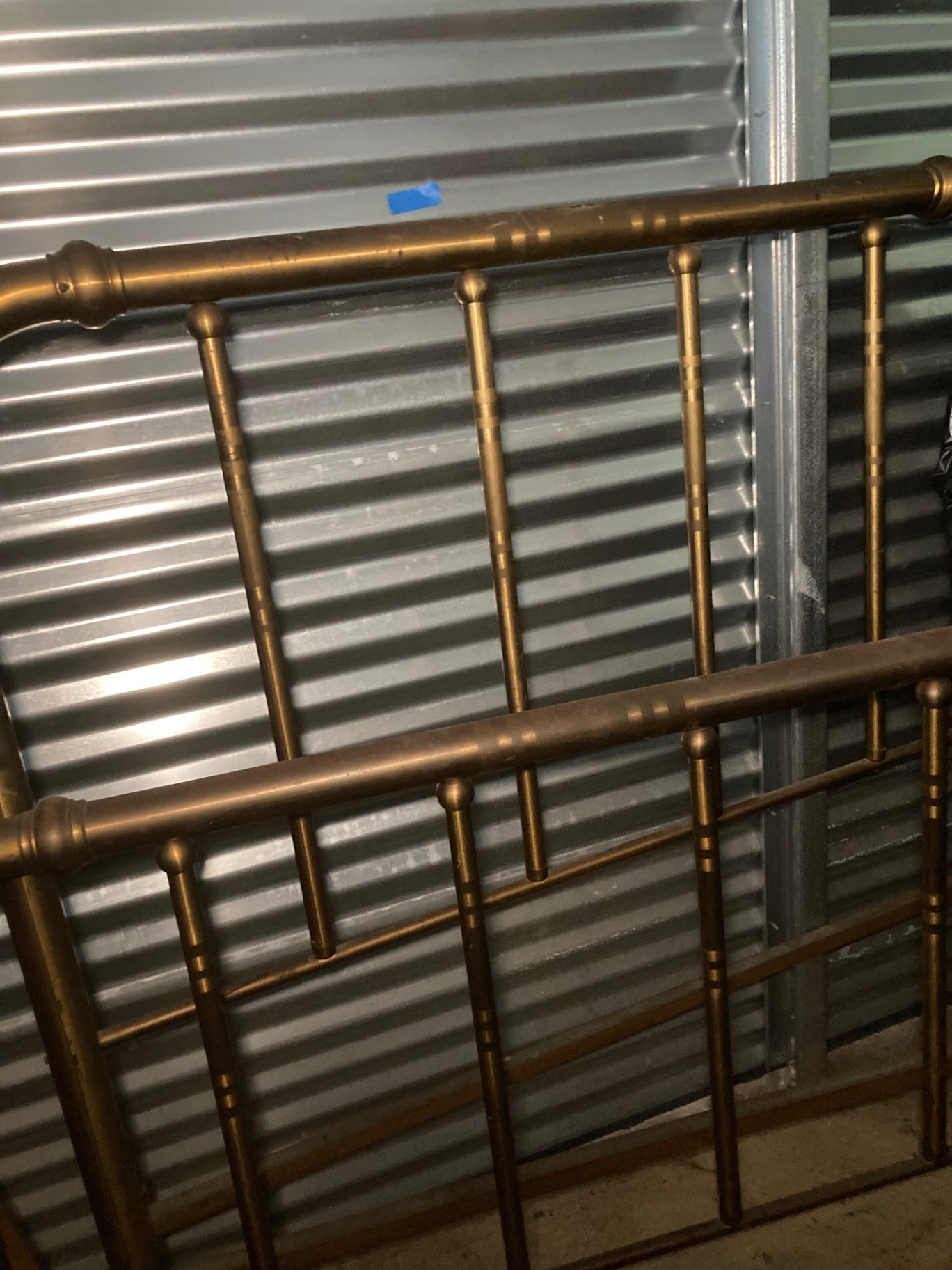 Brass-metal bed frame with headboard/footboard posts and rails - image 7 of 7
