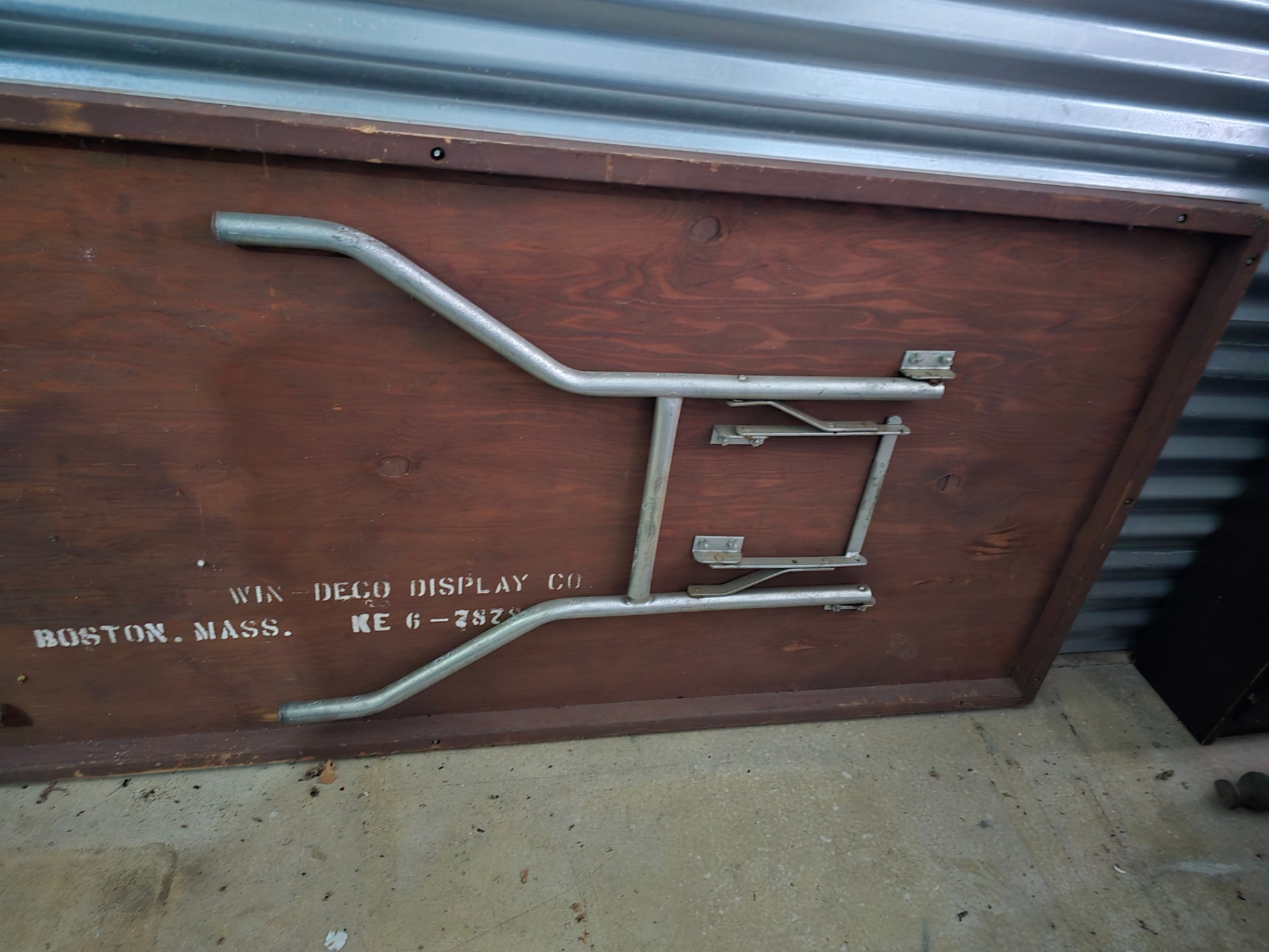 Vintage wooden collapsible banquet table with metal tubing frame - image 2 of 9