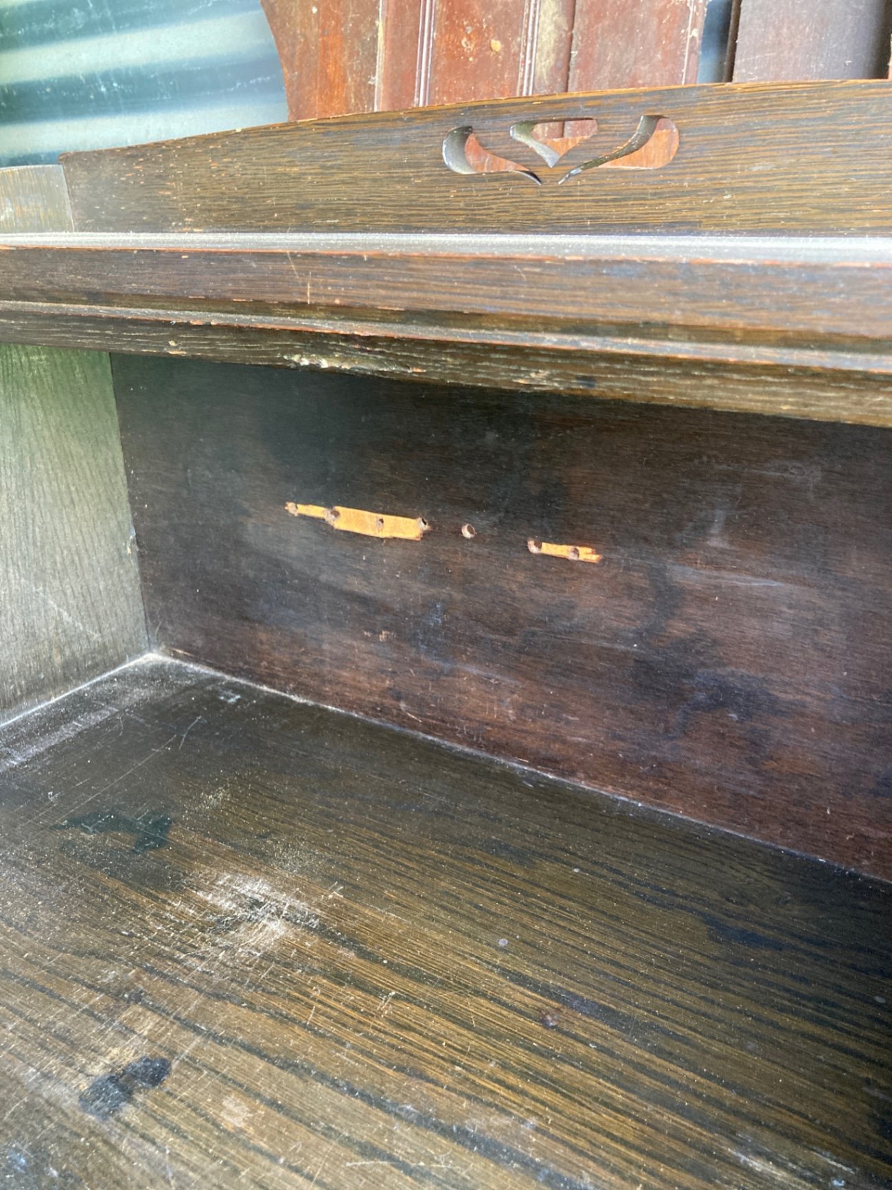 Antique wooden secretary desk with cubby storage - image 10 of 16