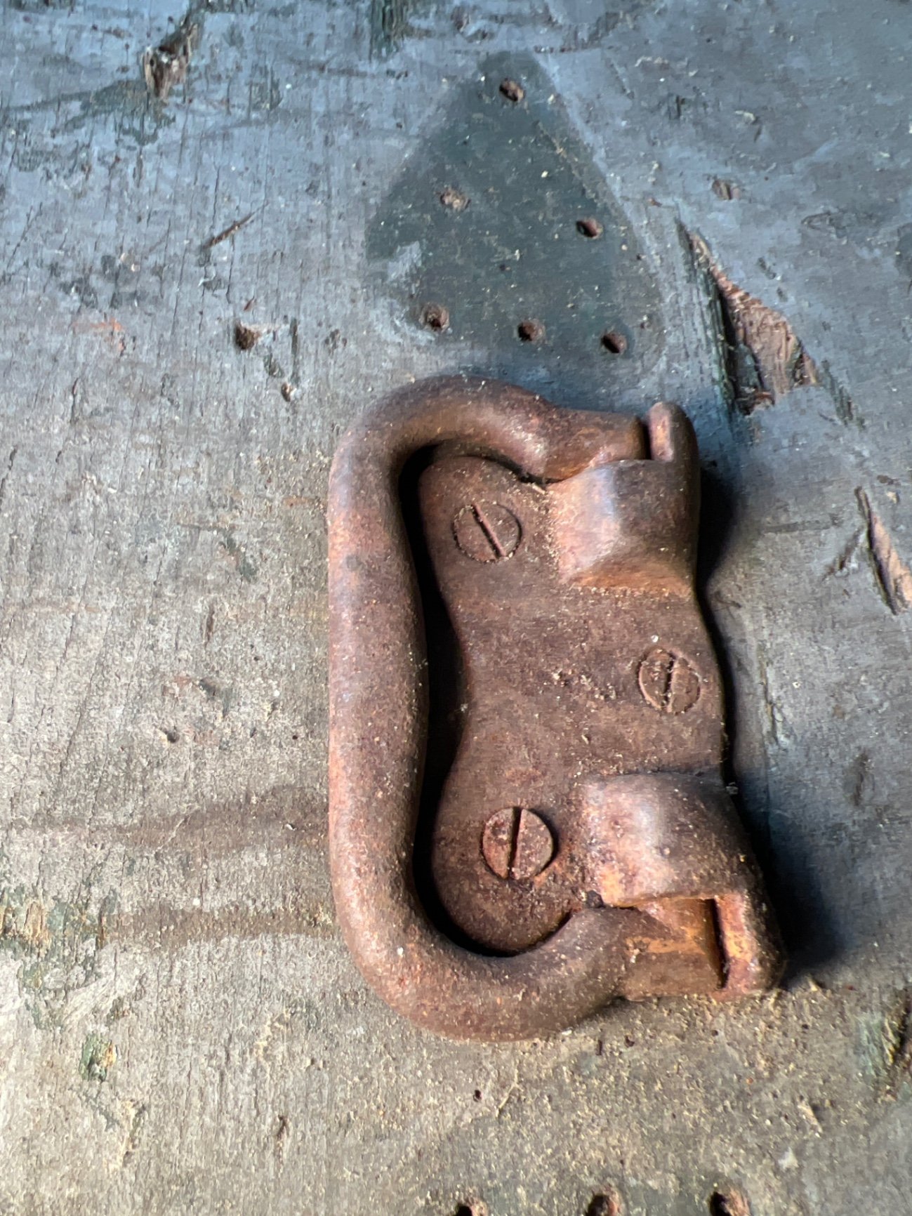 Old wooden tool chest with rusted iron hardware - image 1 of 11