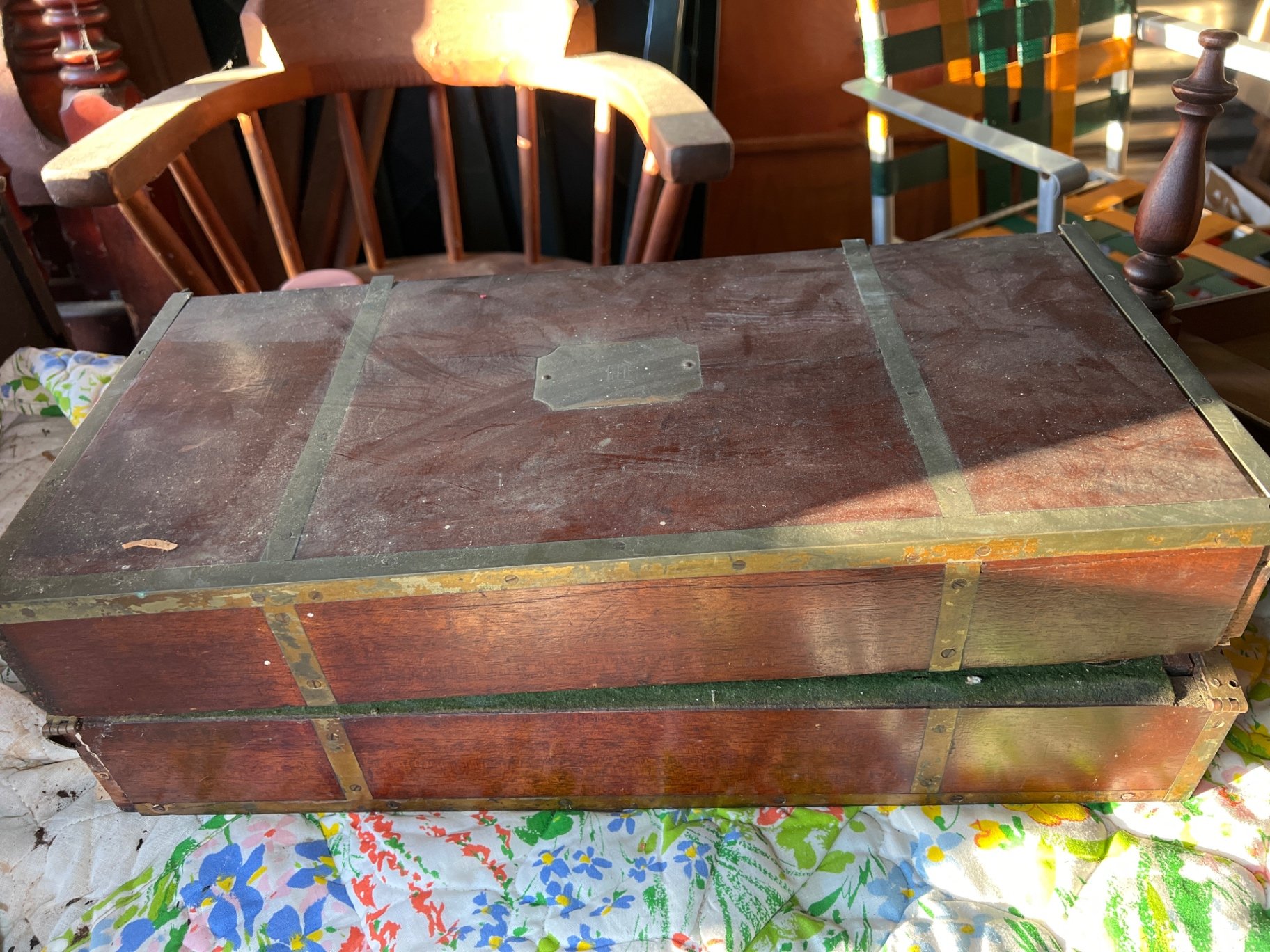 Vintage wooden storage box with compartments - image 2 of 7