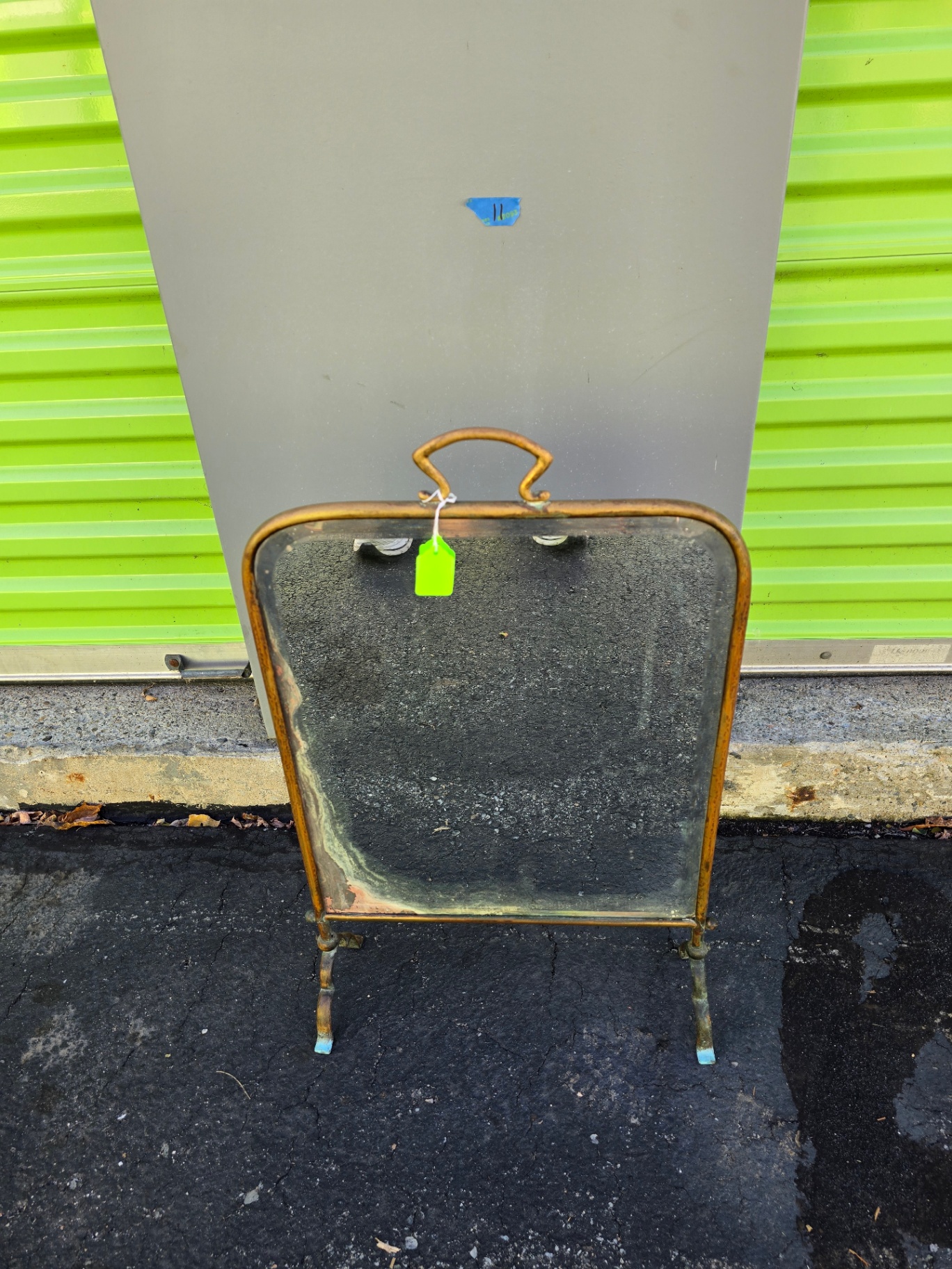 Vintage brass-framed mirror on a stand - image 1 of 9