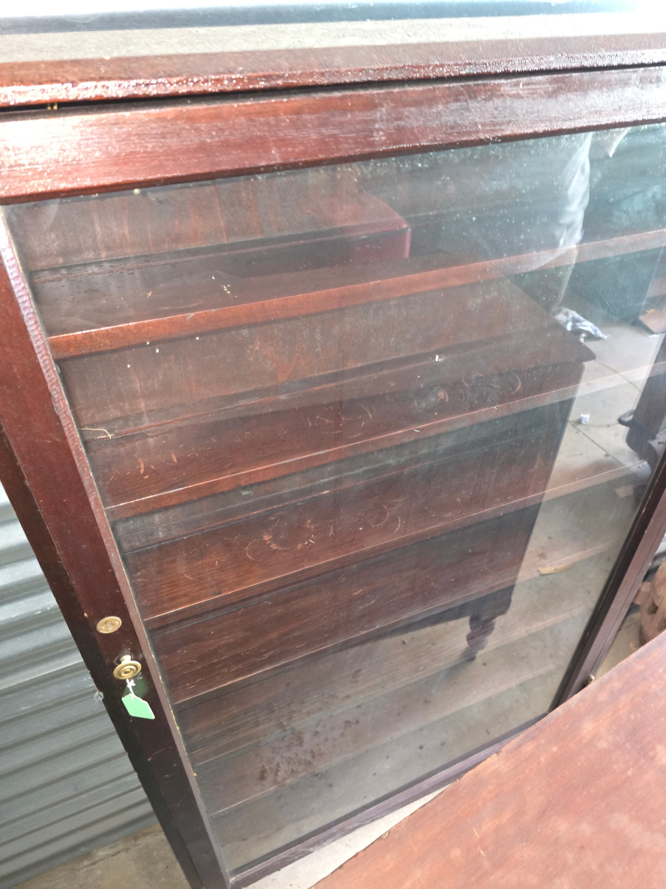Wooden glass-front display cabinet with shelves - image 15 of 28