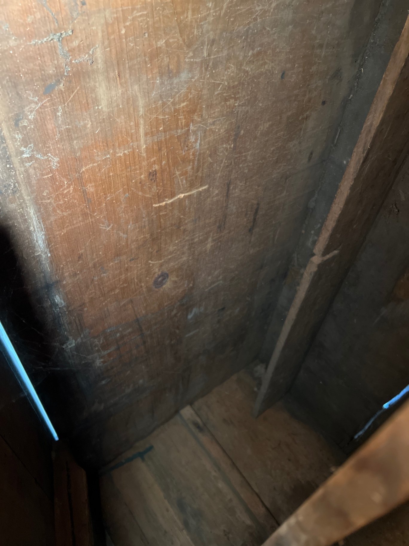 Old wooden tool chest with rusted iron hardware - image 9 of 11