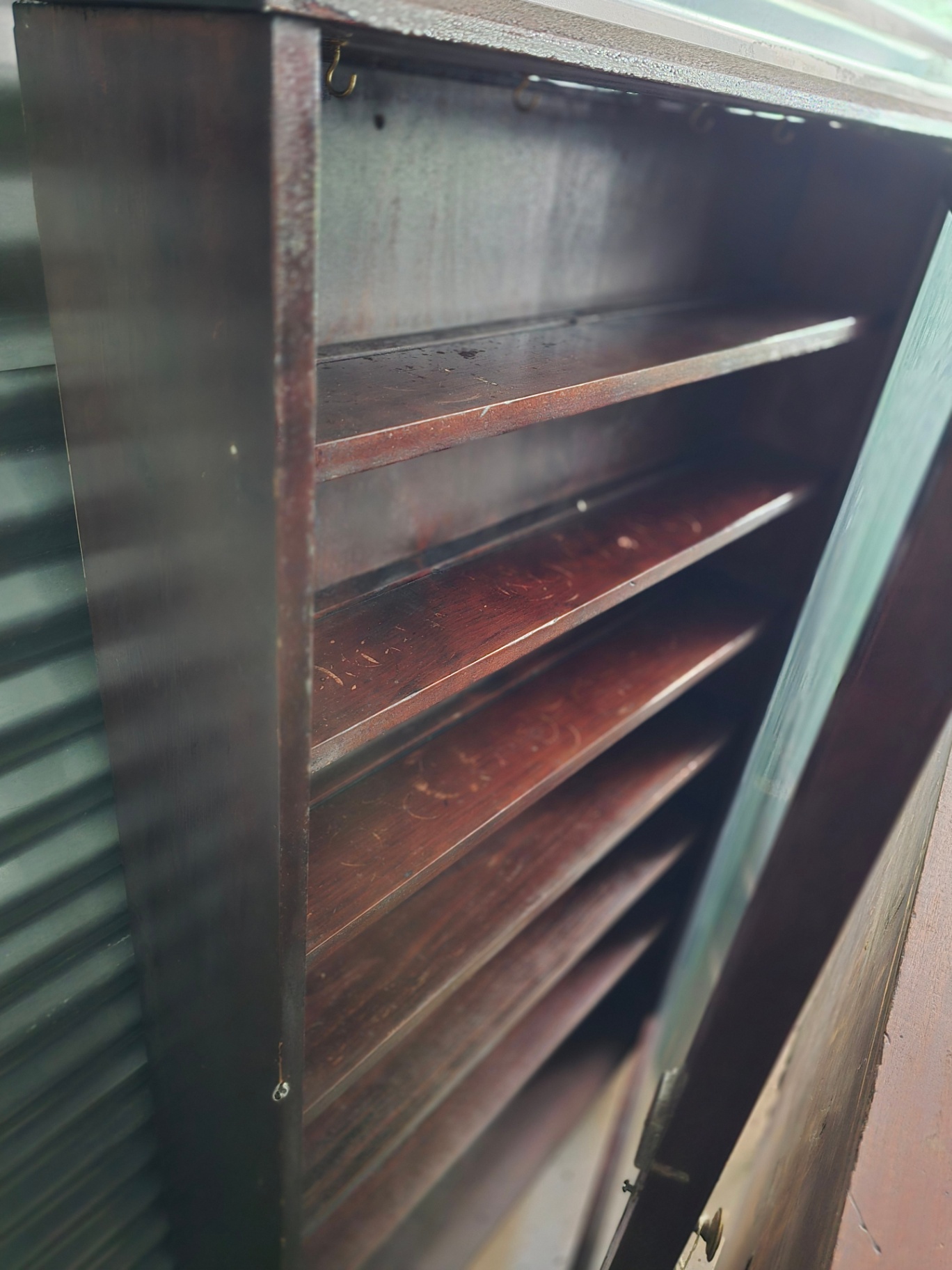 Wooden glass-front display cabinet with shelves - image 3 of 28