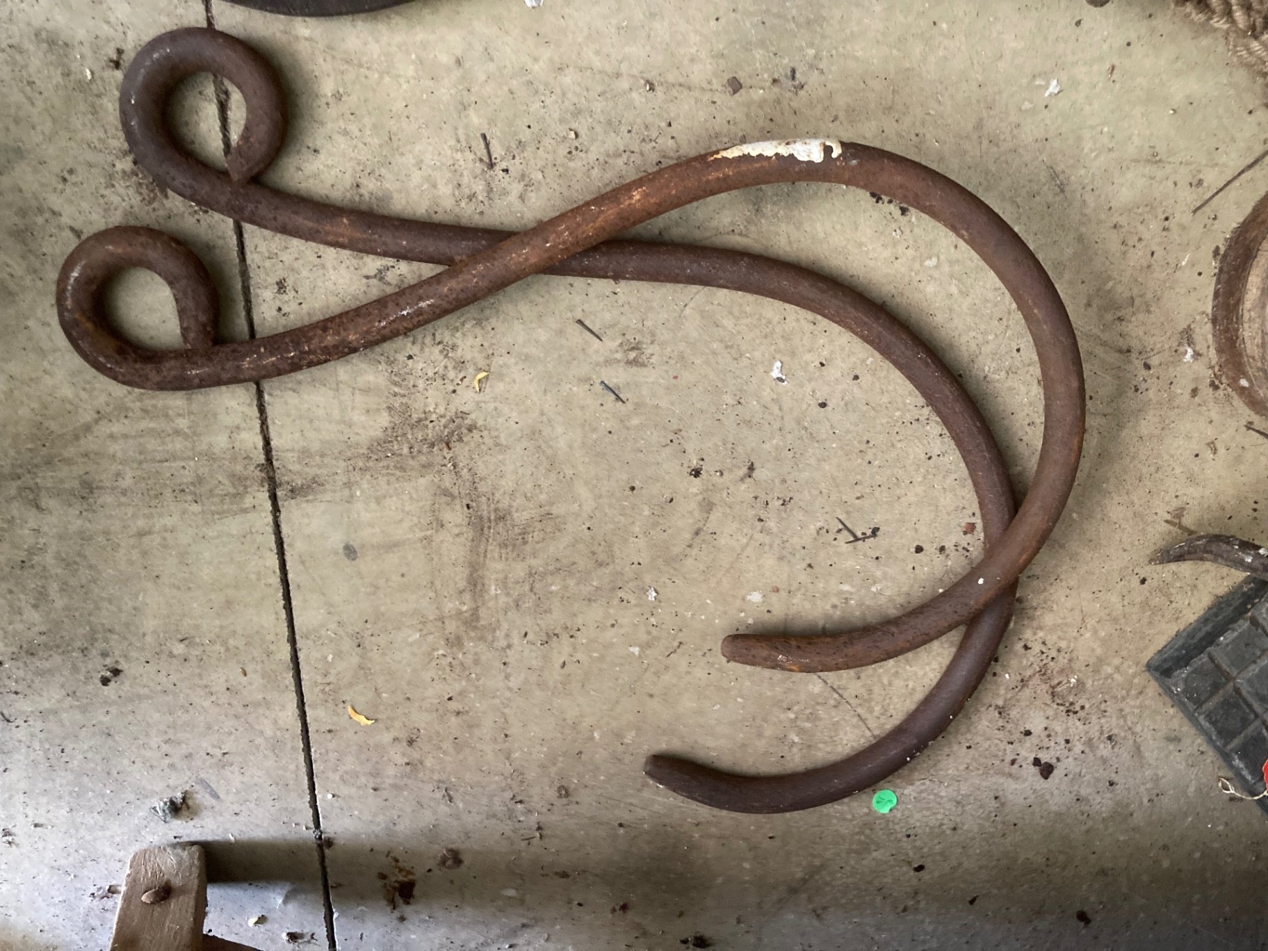 Antique fireplace tools and iron hardware with wooden container - image 9 of 10
