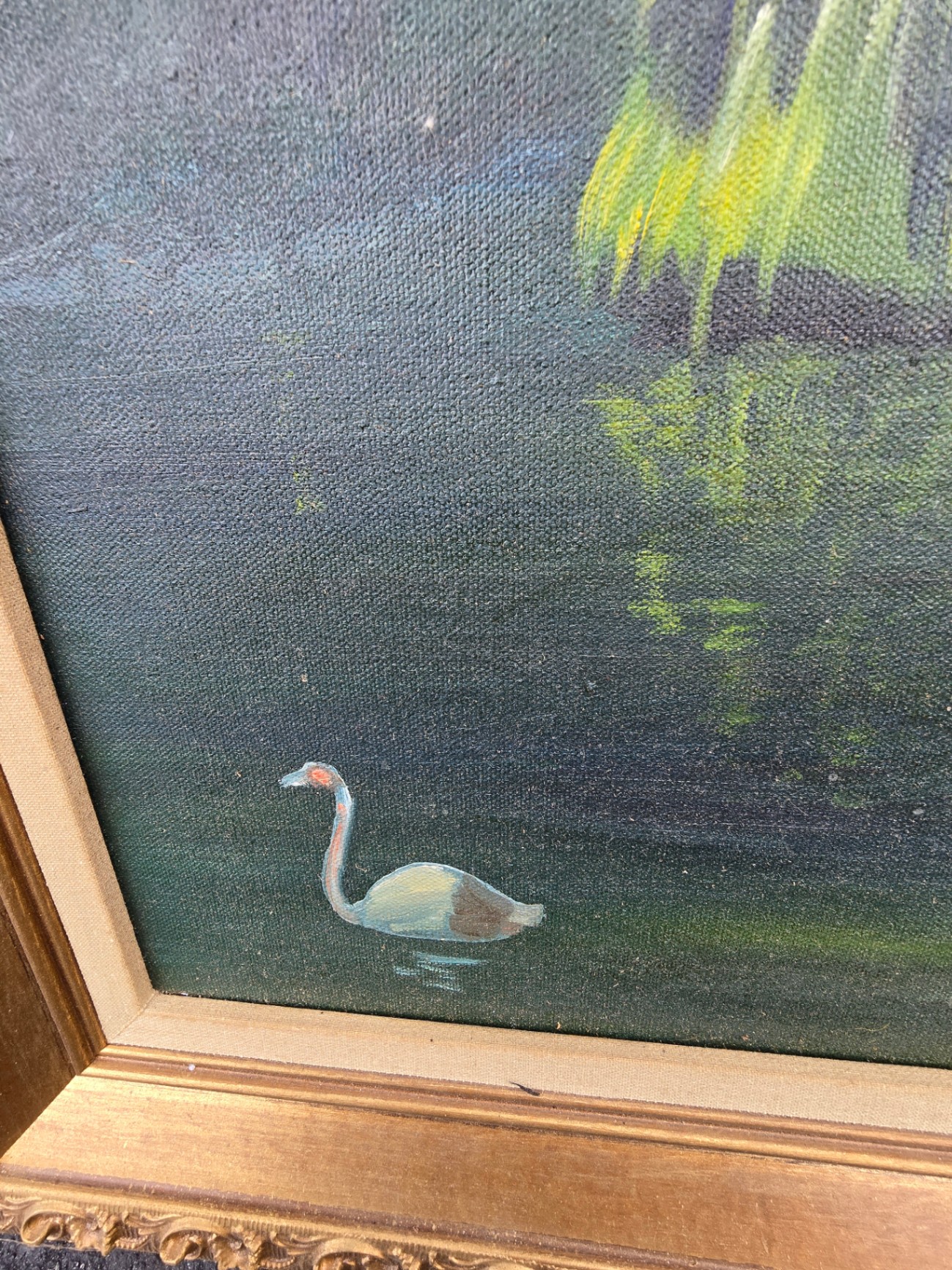 Oil on Canvas Swans Painting - image 3 of 8