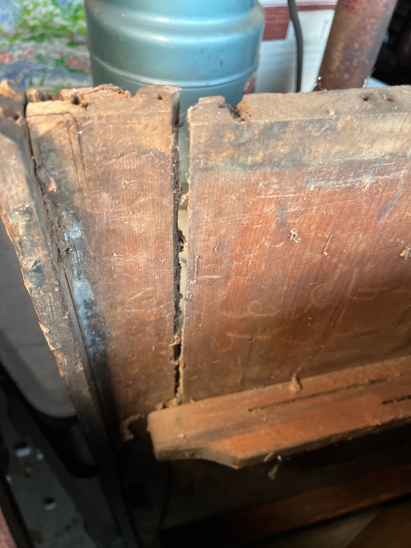 Old wooden tool chest with rusted iron hardware - image 10 of 11