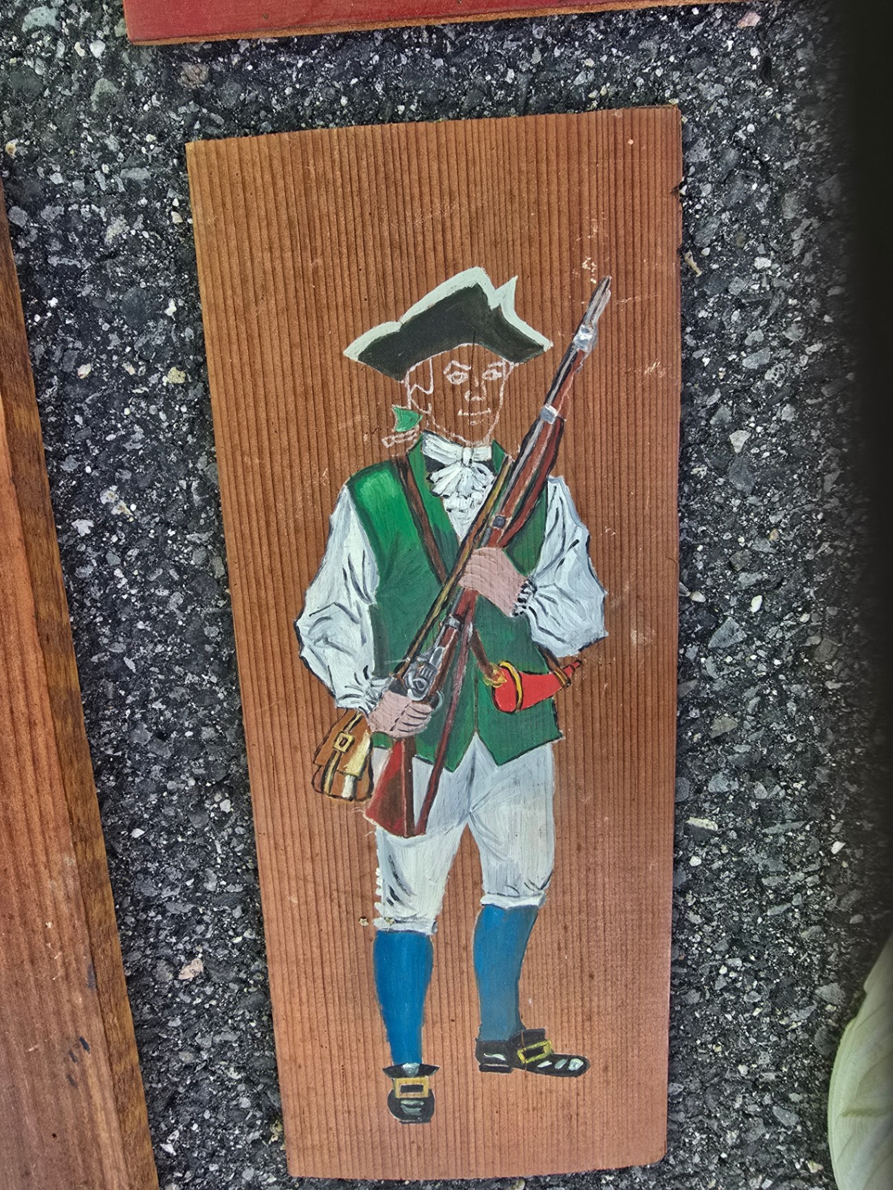 Four wooden panels with 18th‑century soldier illustrations - image 5 of 12
