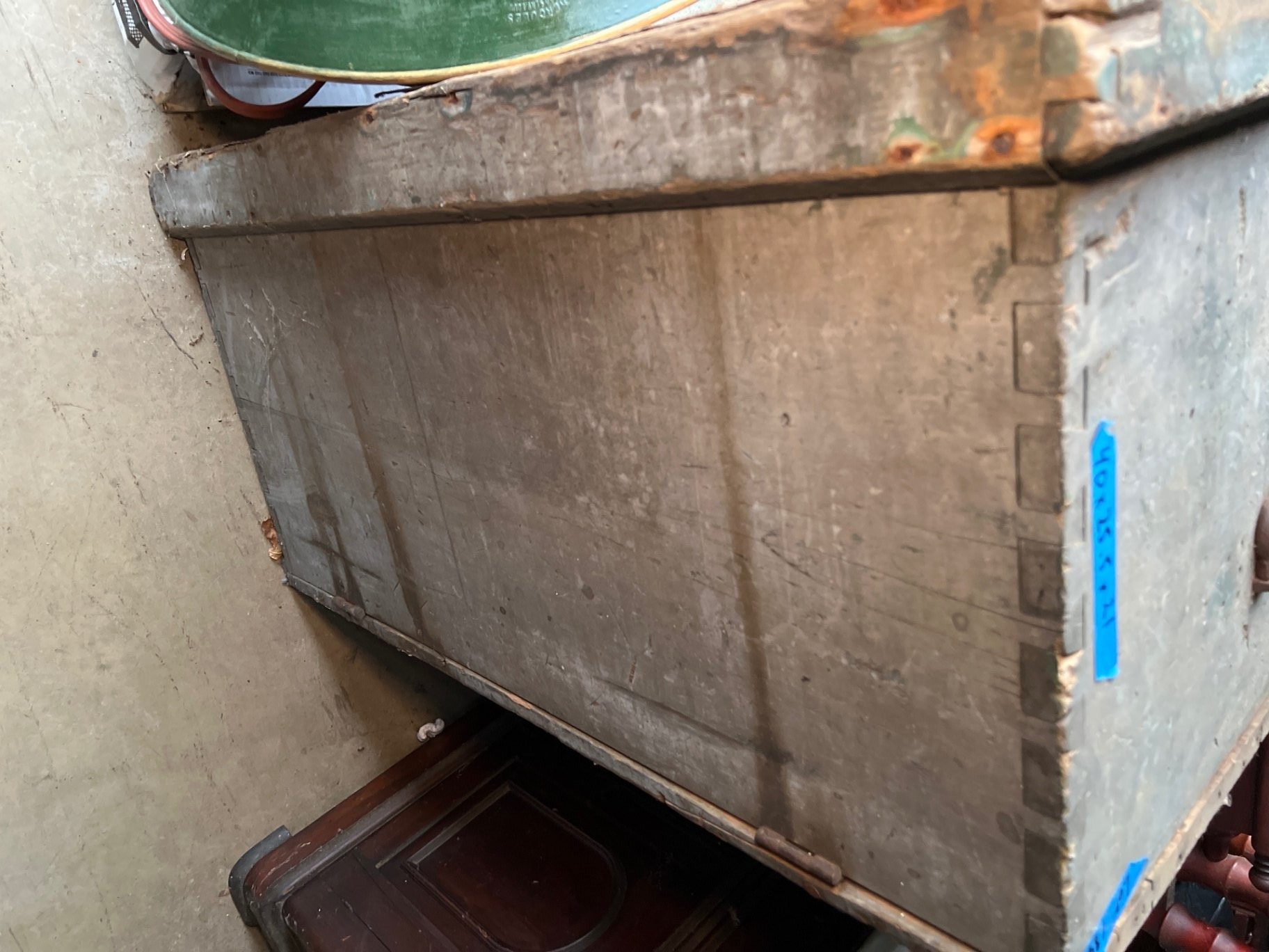 Old wooden tool chest with rusted iron hardware - image 4 of 11